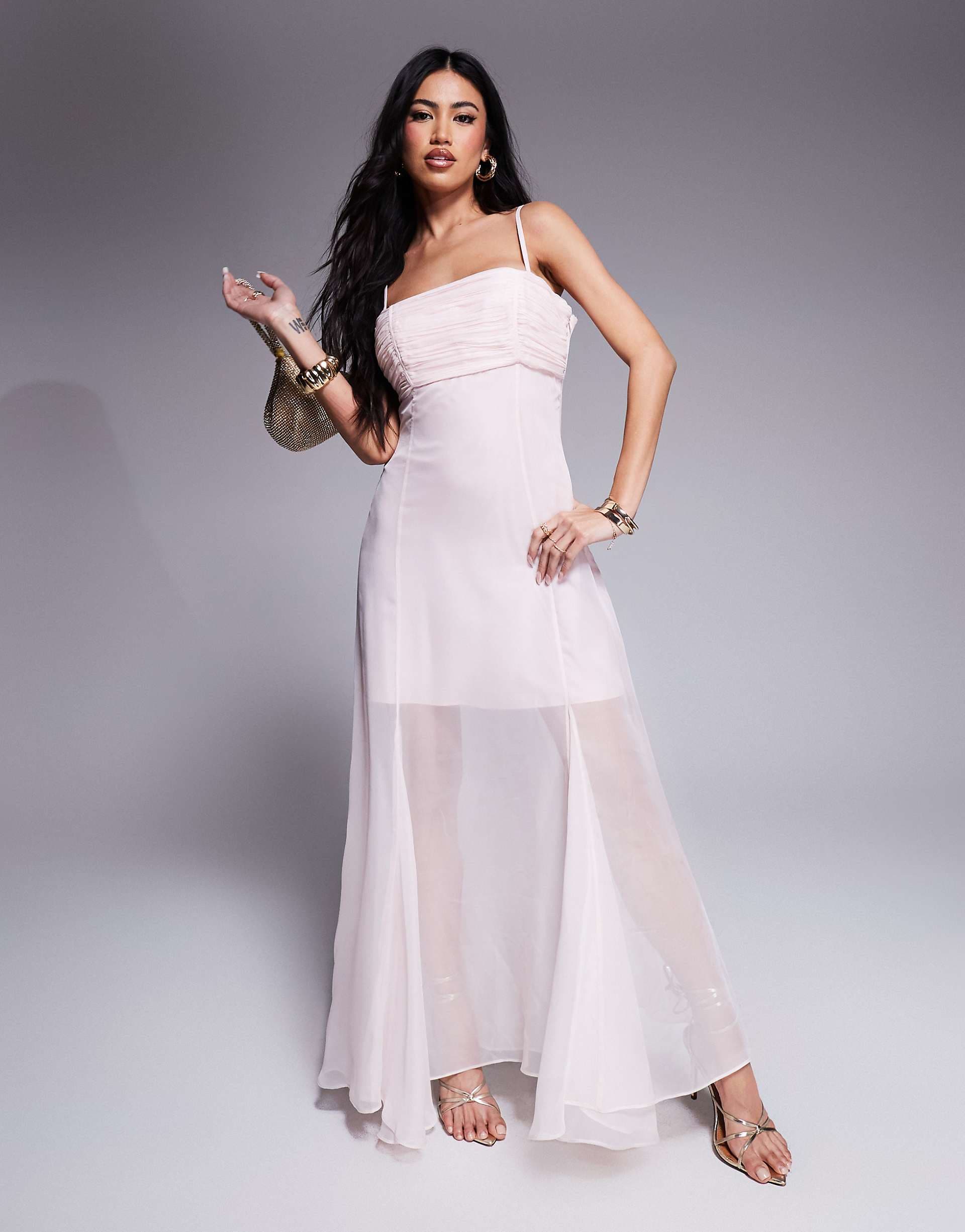 Ever New sheer maxi dress in powder pink