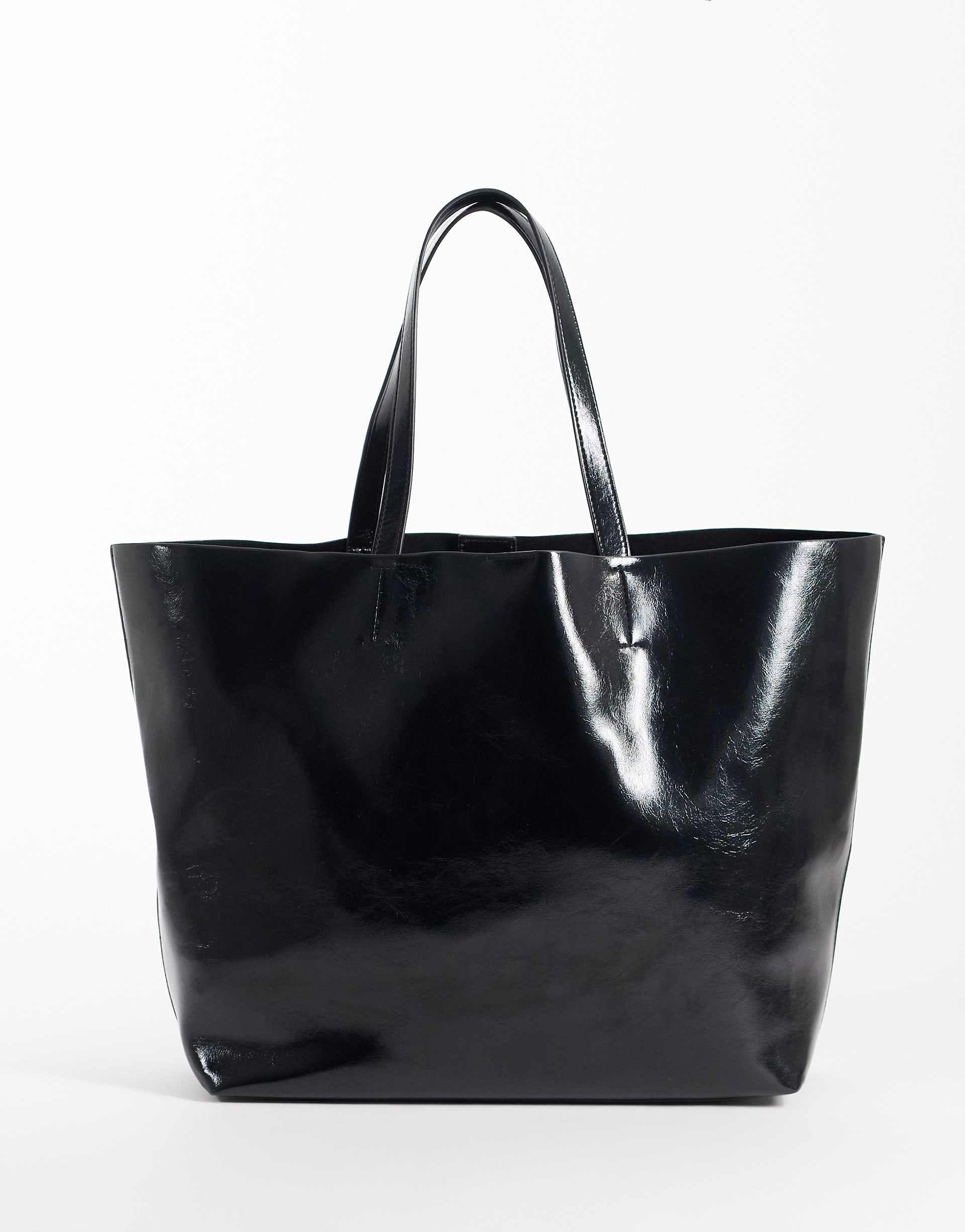 ASOS DESIGN oversized bonded tote bag in black