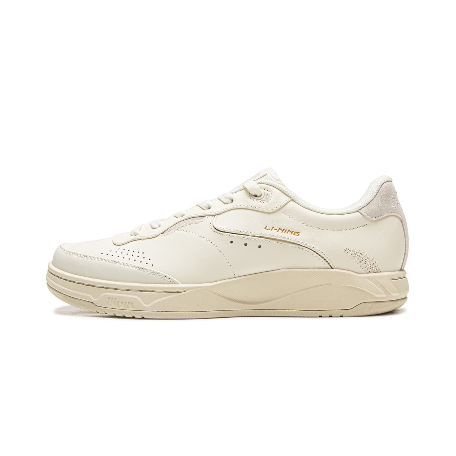 LiNing 'Harmony Light' Classic Versatile Fashion Trendy Thick-Soled White Sneakers Comfort Cushioning Slip-Resistant Shock Absorption Breathable Height-Increasing Low-Top Skate Shoes Unisex Beige White