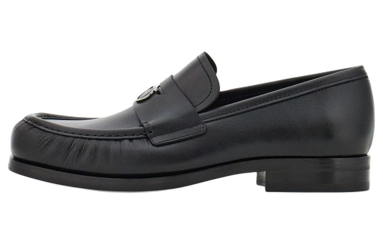 FERRAGAMO Gancini-plaque Leather Loafers