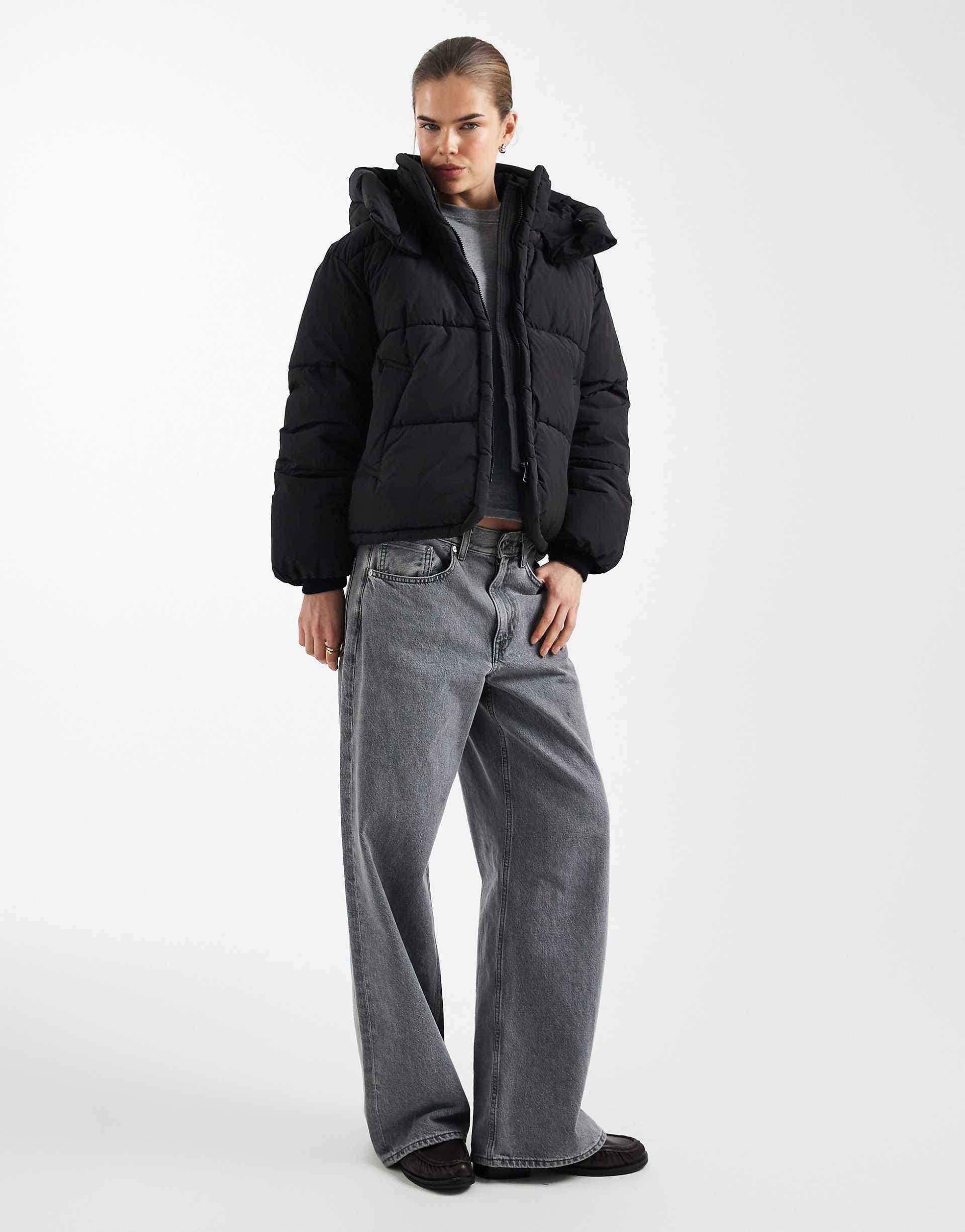 ONLY hooded puffer jacket in black