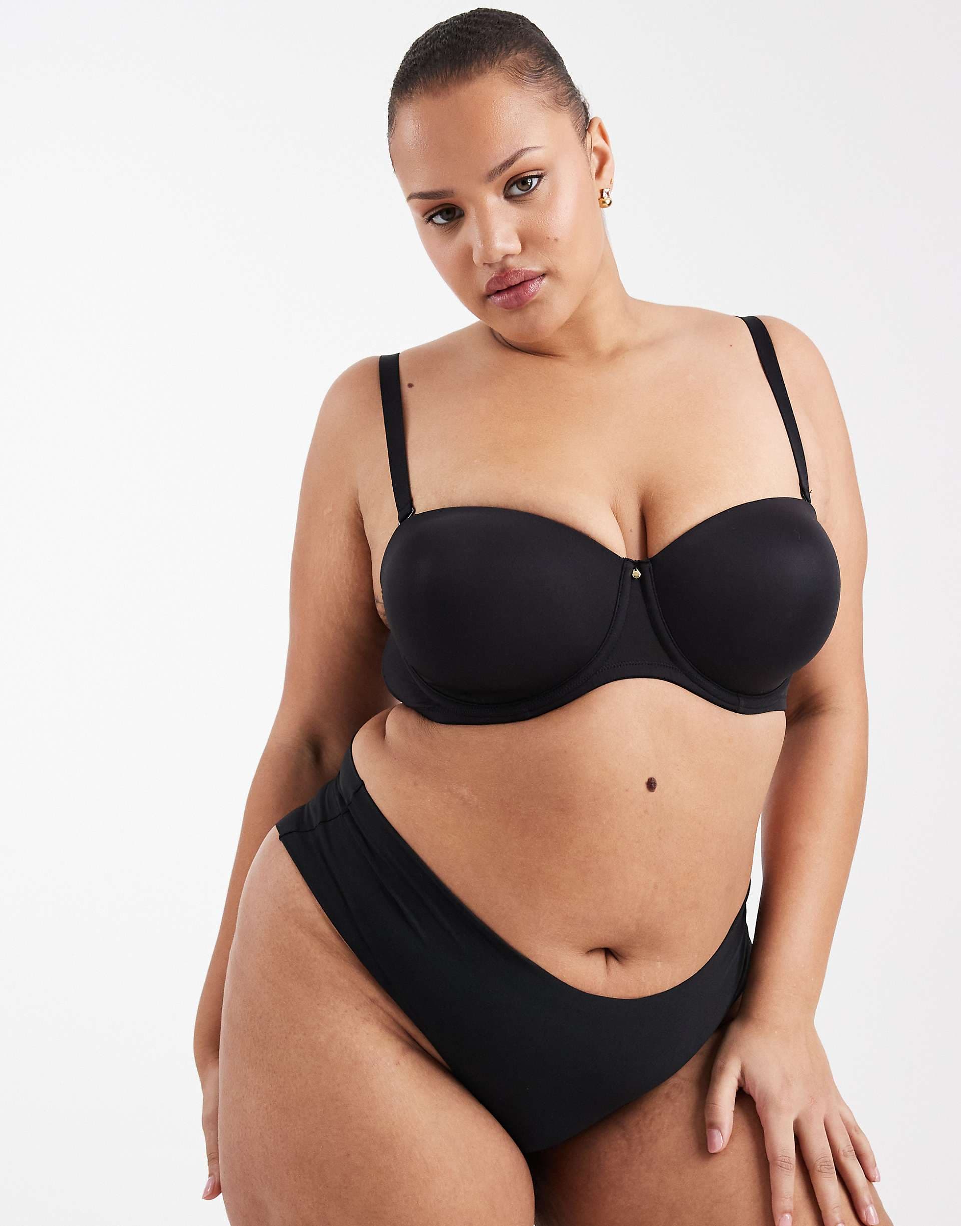 ASOS DESIGN Curve molded multiway underwire bra in black