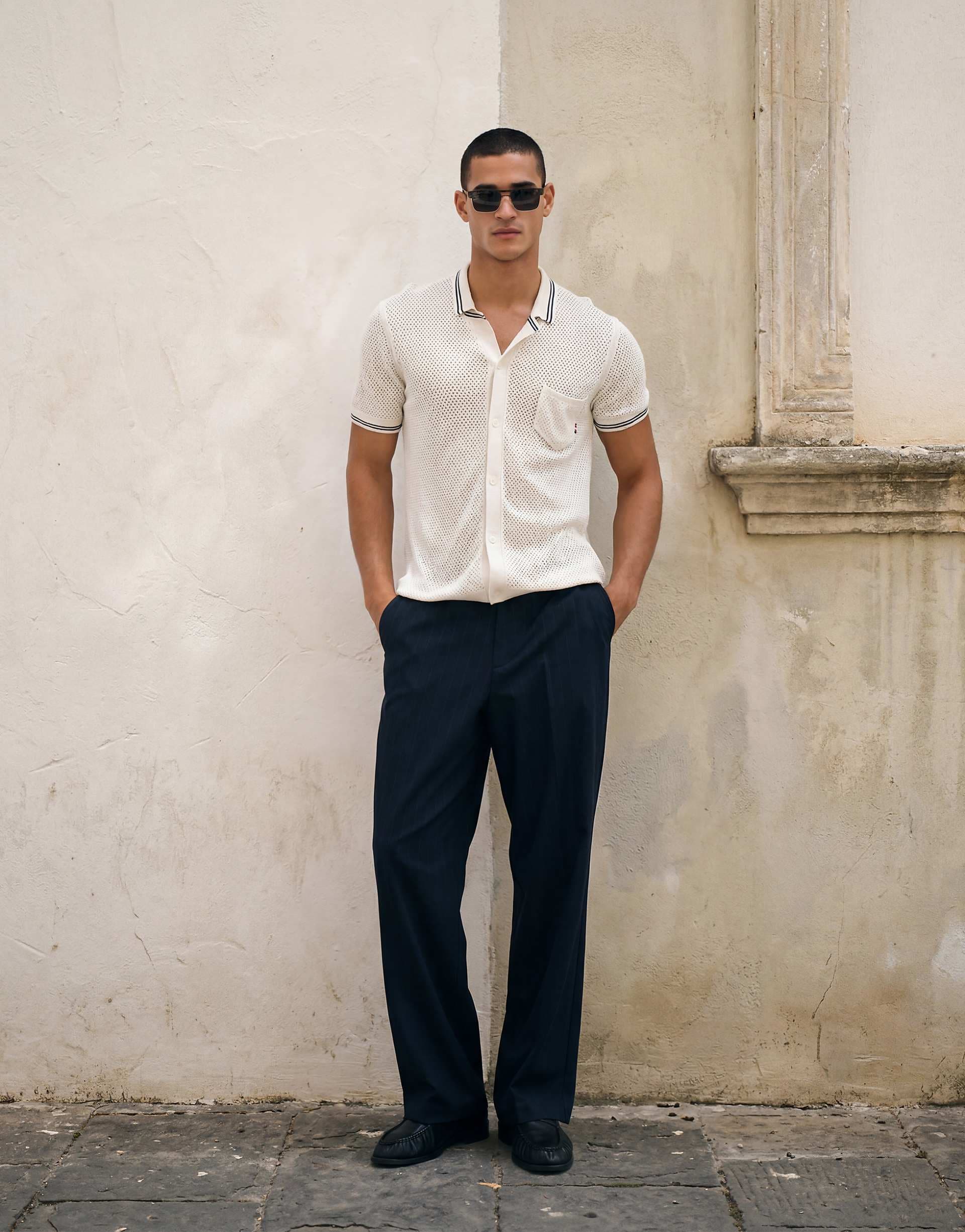 Tommy Hilfiger open knit shirt in ivory