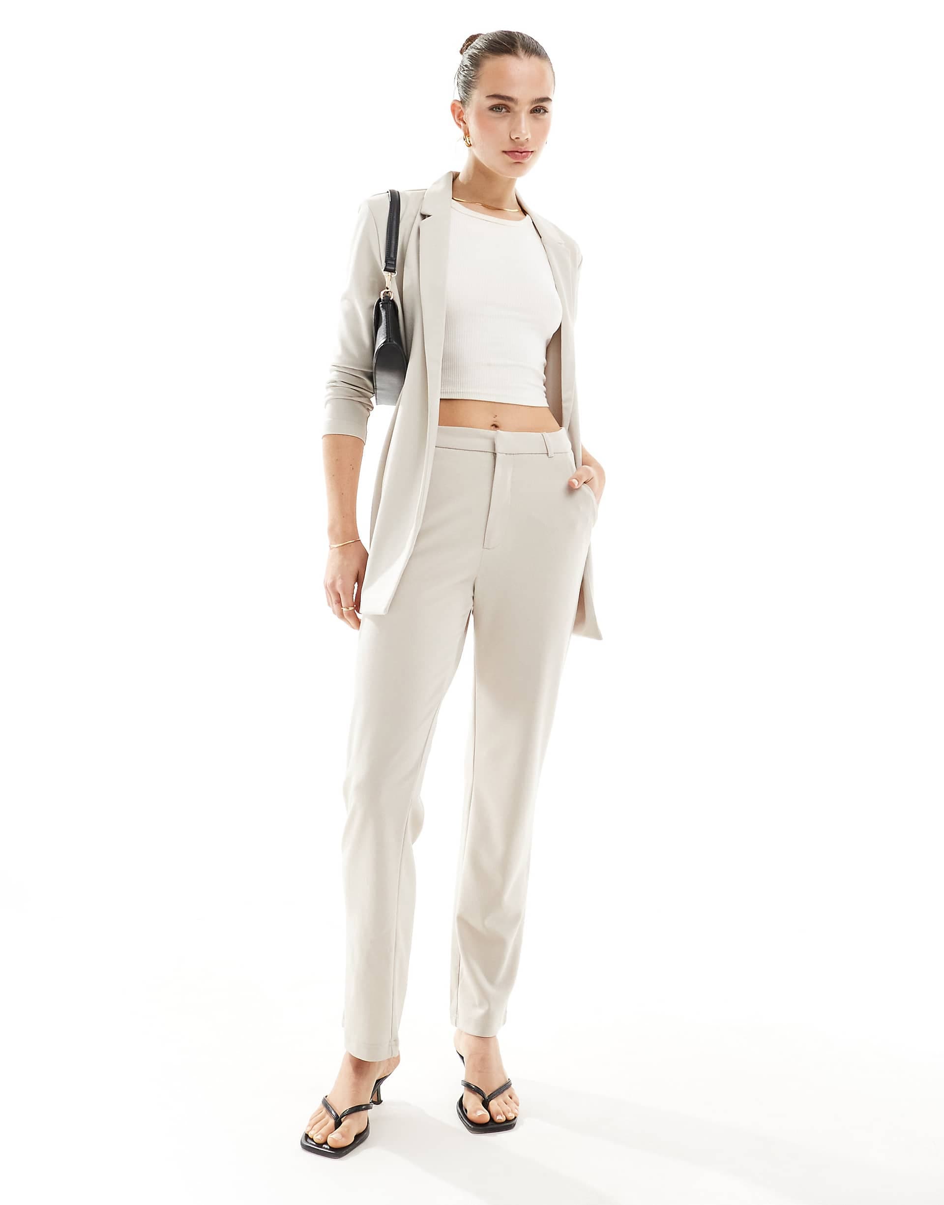 JDY straight leg pants in stone