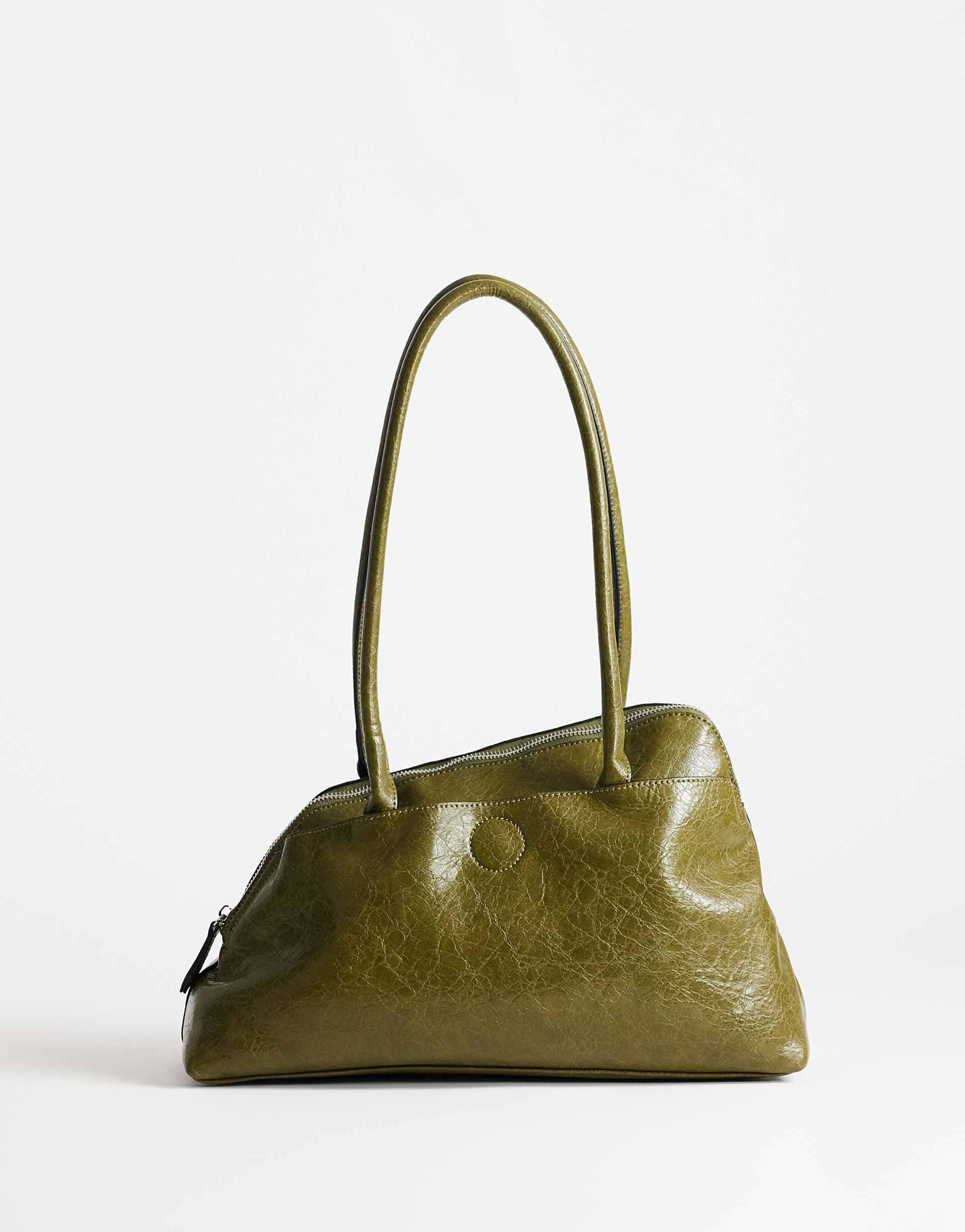 Topshop Skyler large angular shoulder bag in green