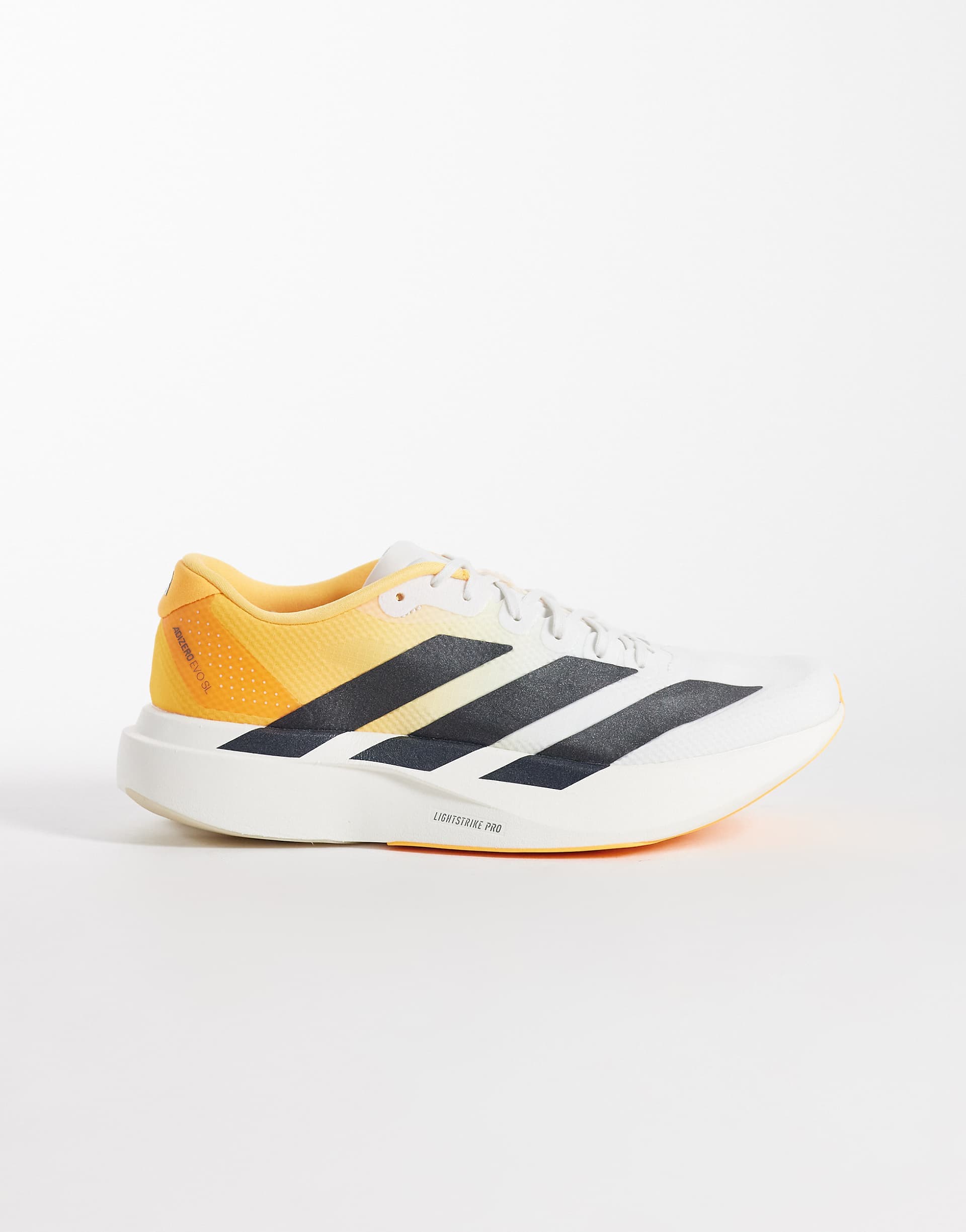 adidas Running Adizero Evo SL woven sneakers in white and orange