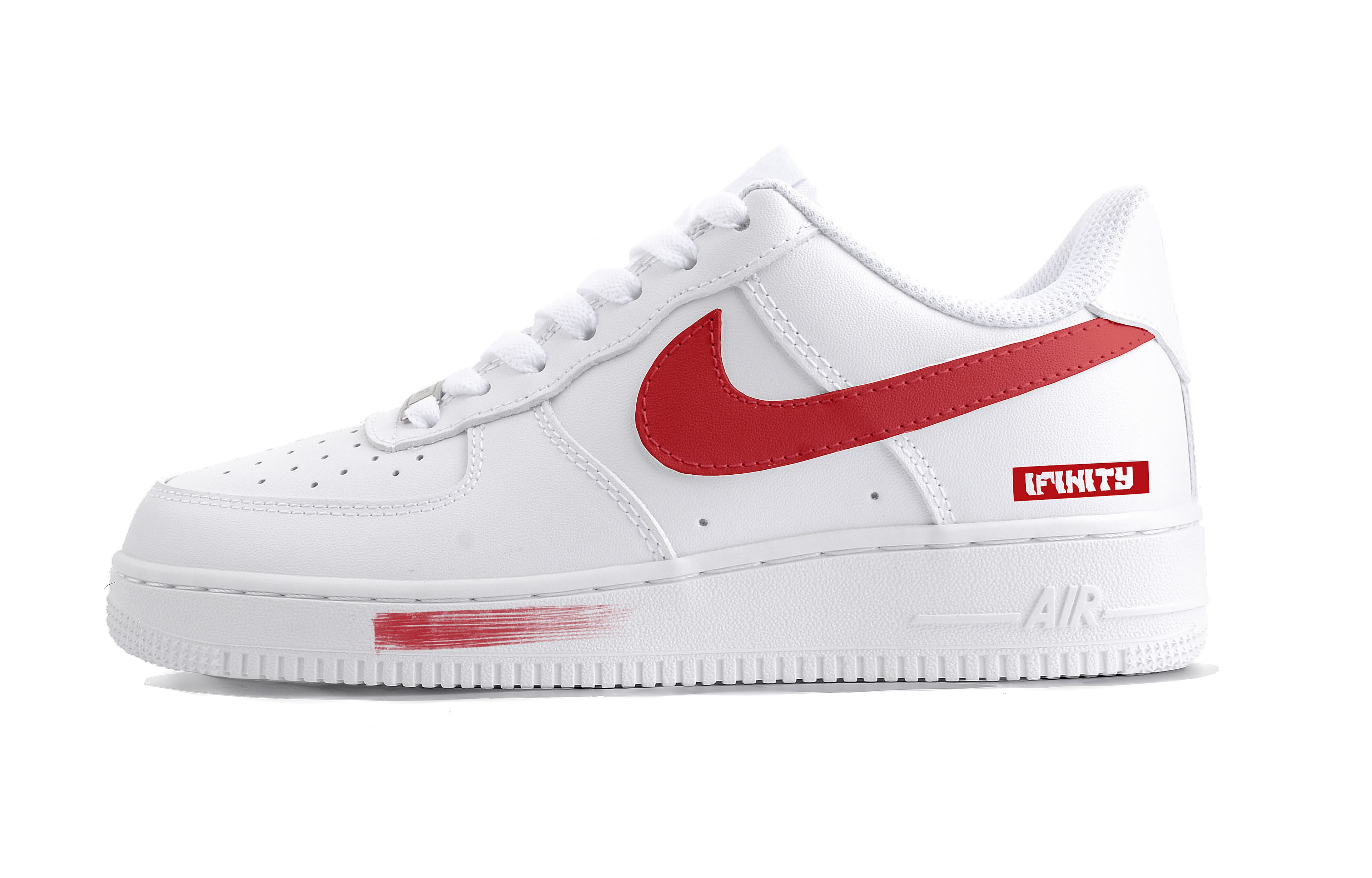 Custom Sneakers Nike Air Force 1 Nameless Leather Fashion Trendy Minimalist Versatile Comfortable Wear-Resistant Low-Top Skate Shoes Unisex Red White