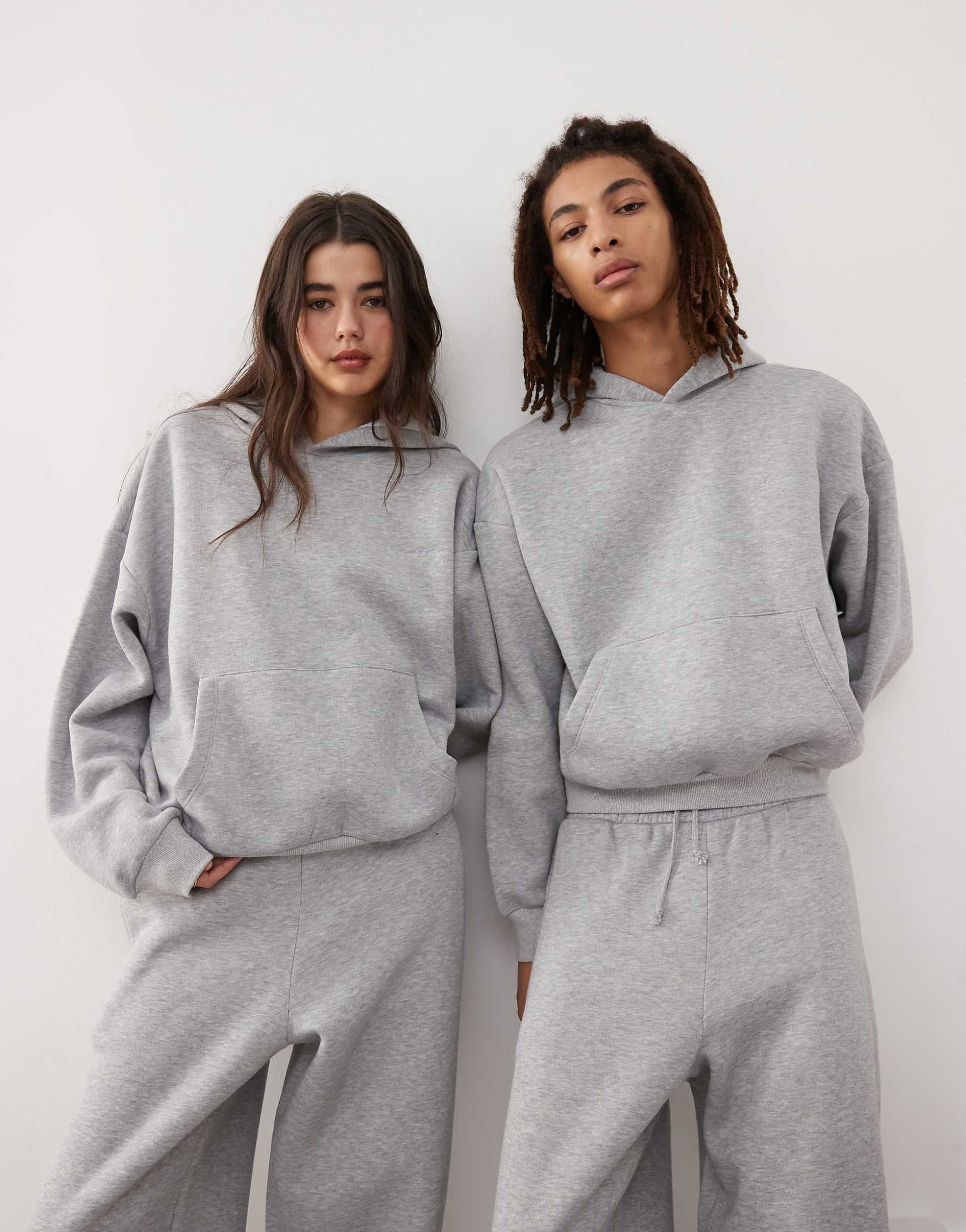 Reclaimed Vintage unisex heavyweight boxy hoodie in gray heather - part of a set