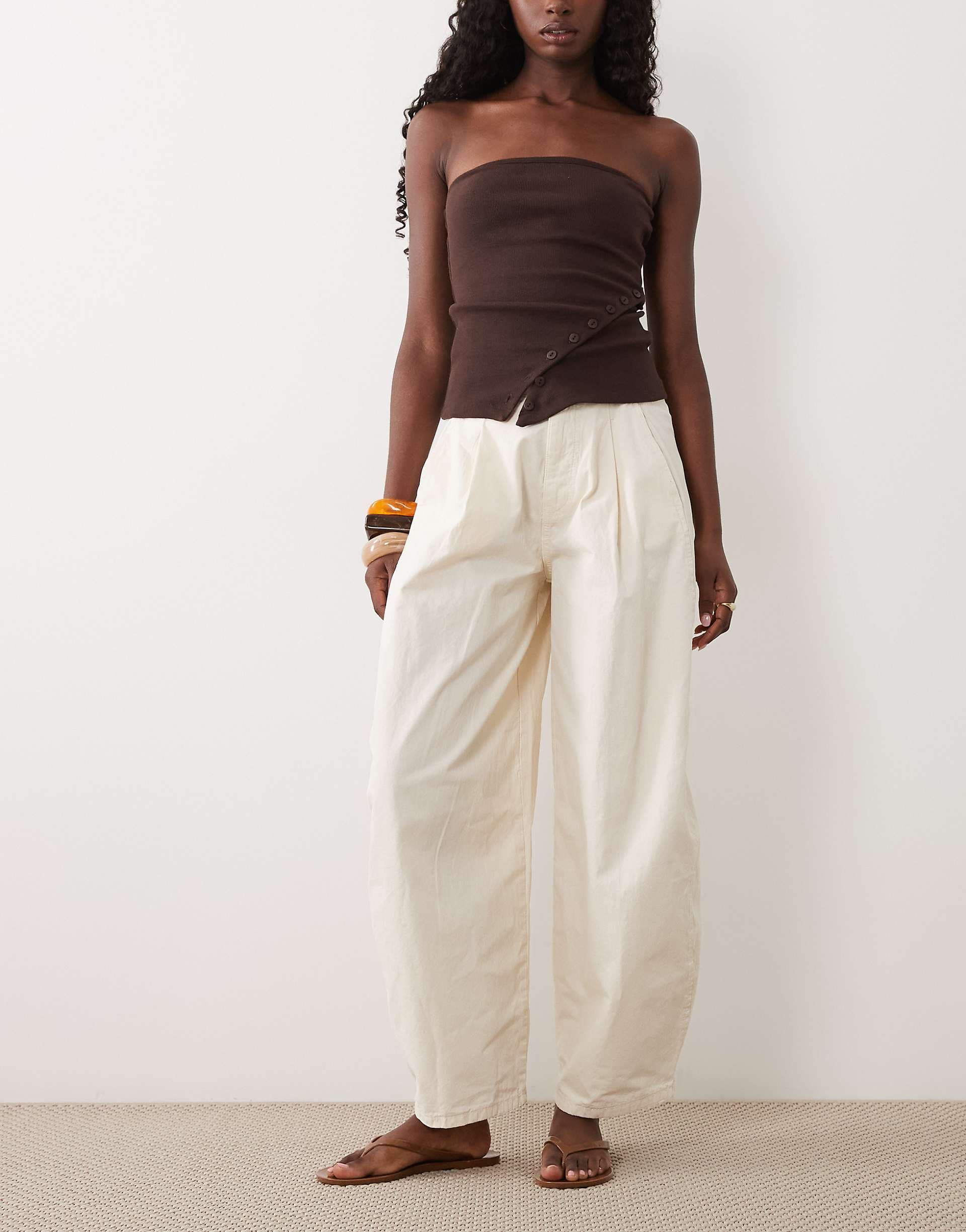 ASOS DESIGN seam detail balloon pants in stone