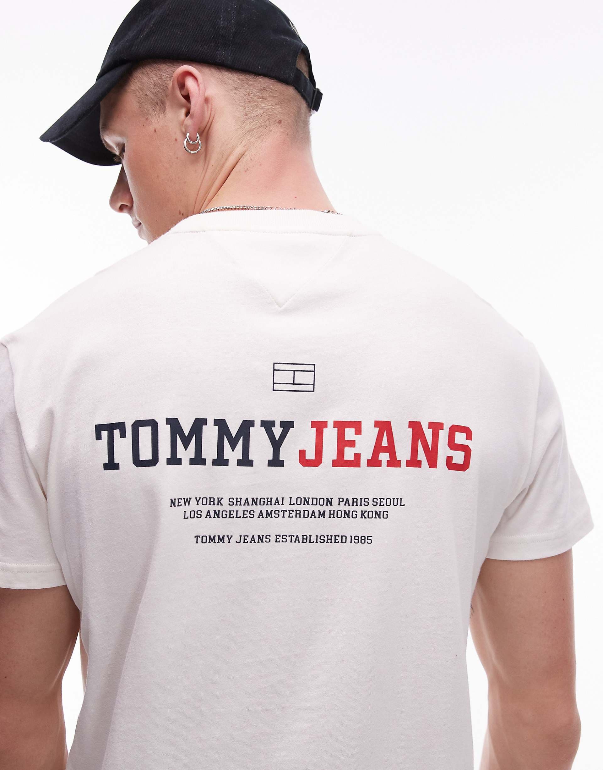 Tommy Jeans varsity back print graphic T-shirt in off-white