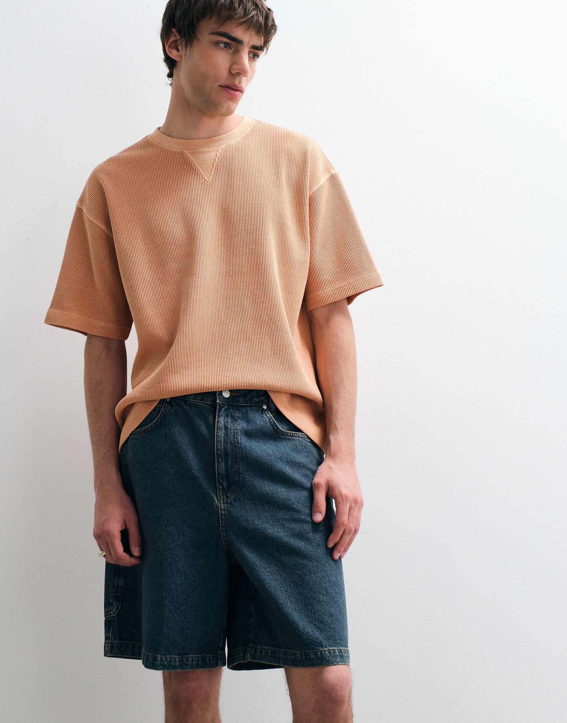 ASOS COLLECTIVE wide leg denim shorts in indigo wash