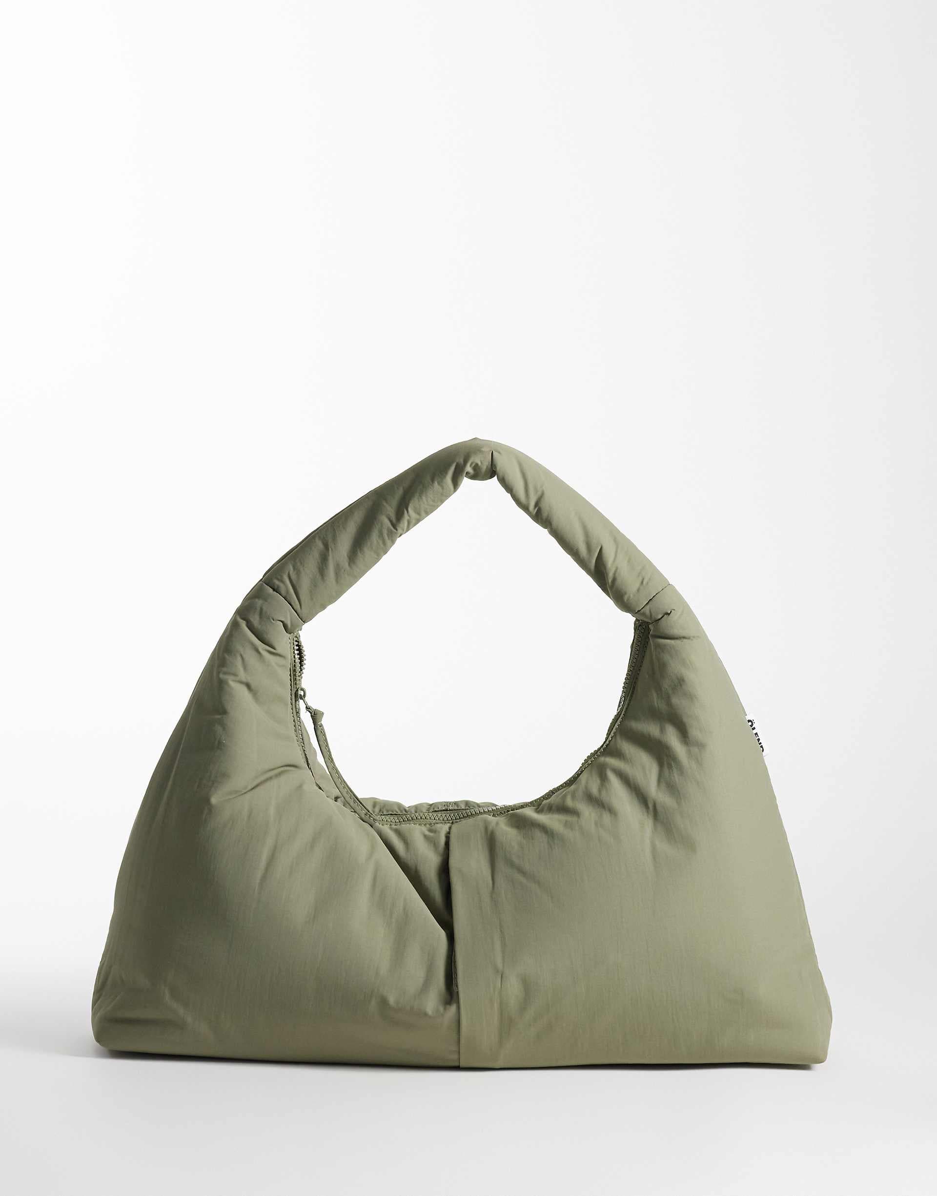 OLEND Nico large nylon shoulder bag in sage