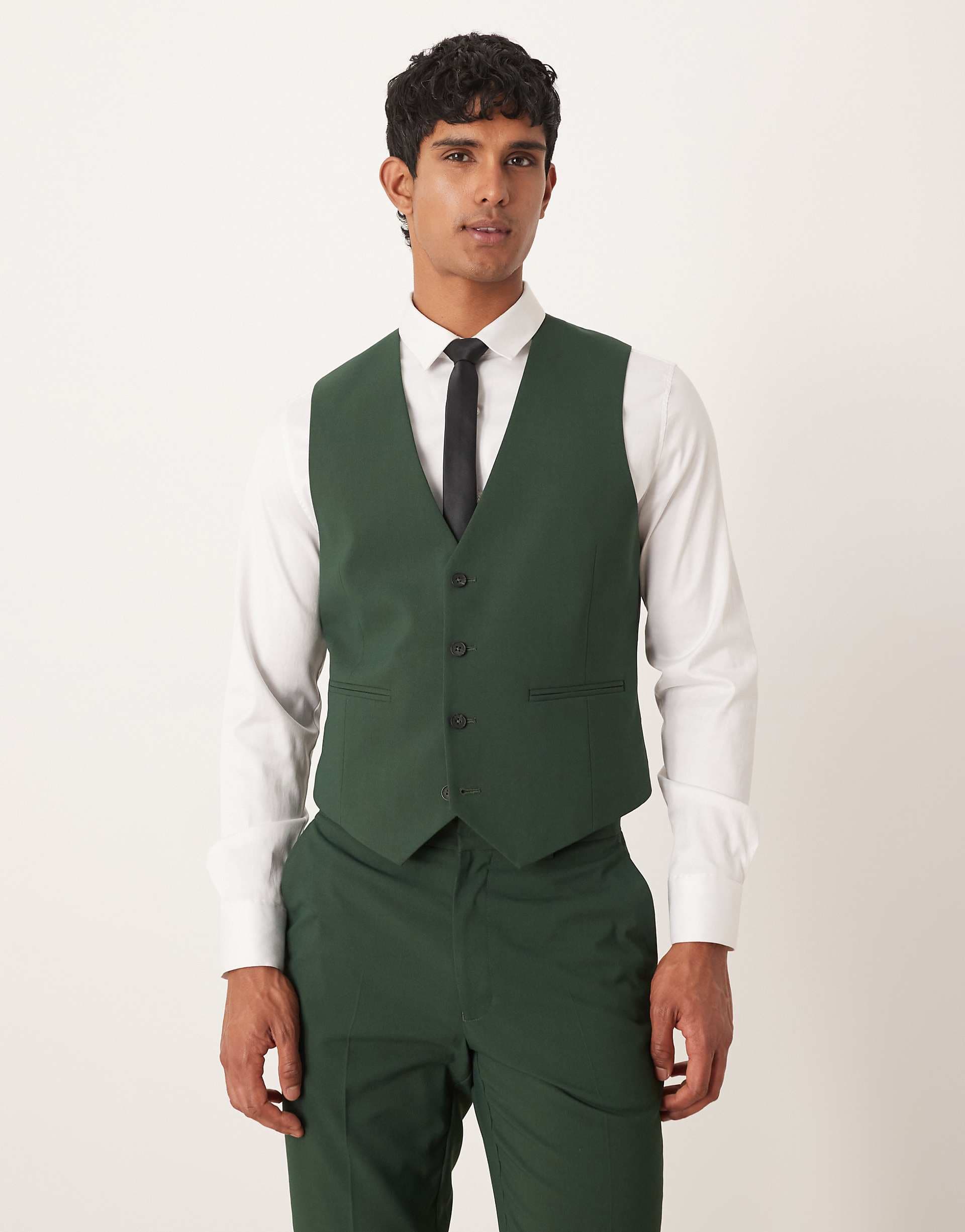 ASOS DESIGN slim suit vest in green