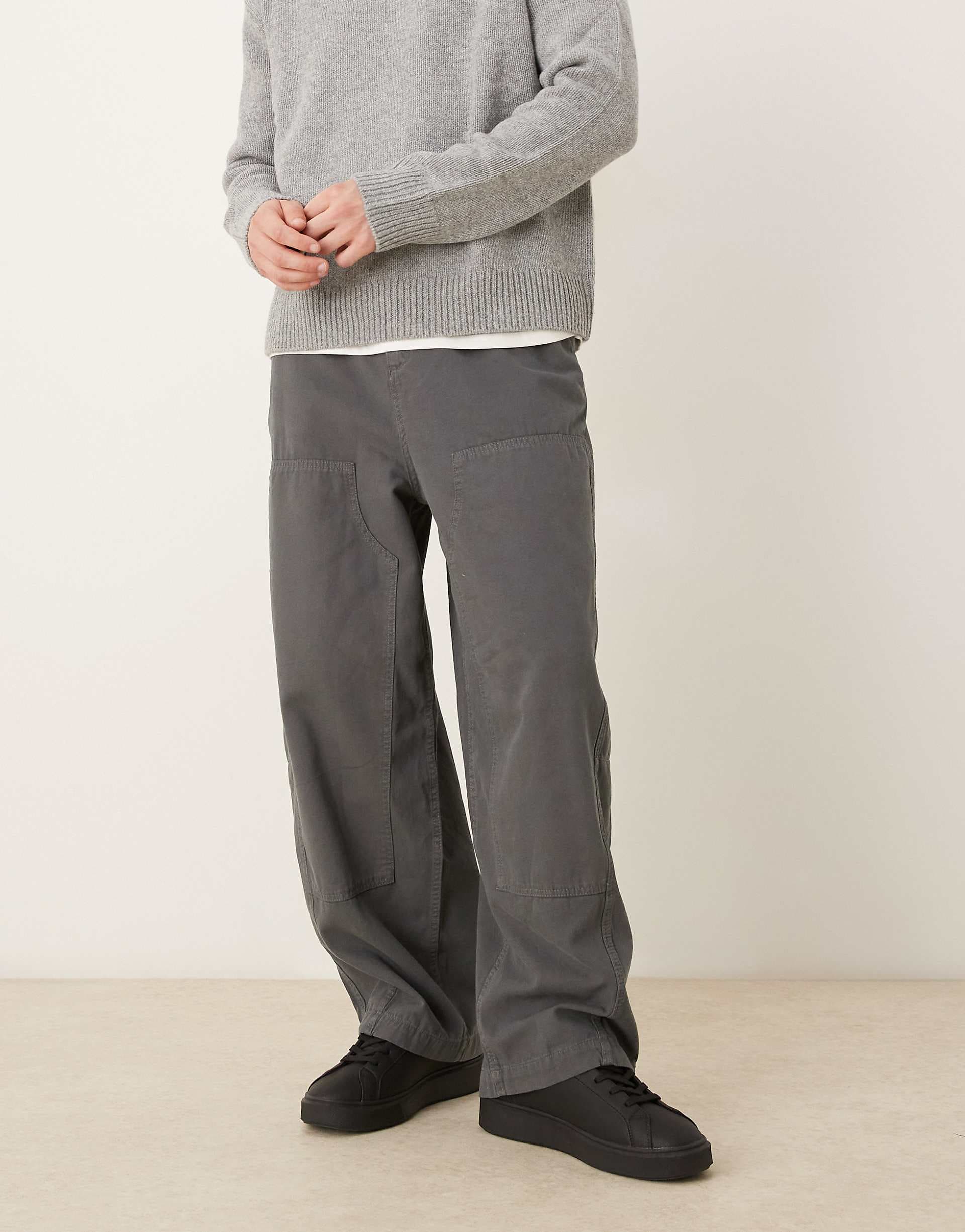 ASOS DESIGN oversized baggy pants in gray with carpenter details