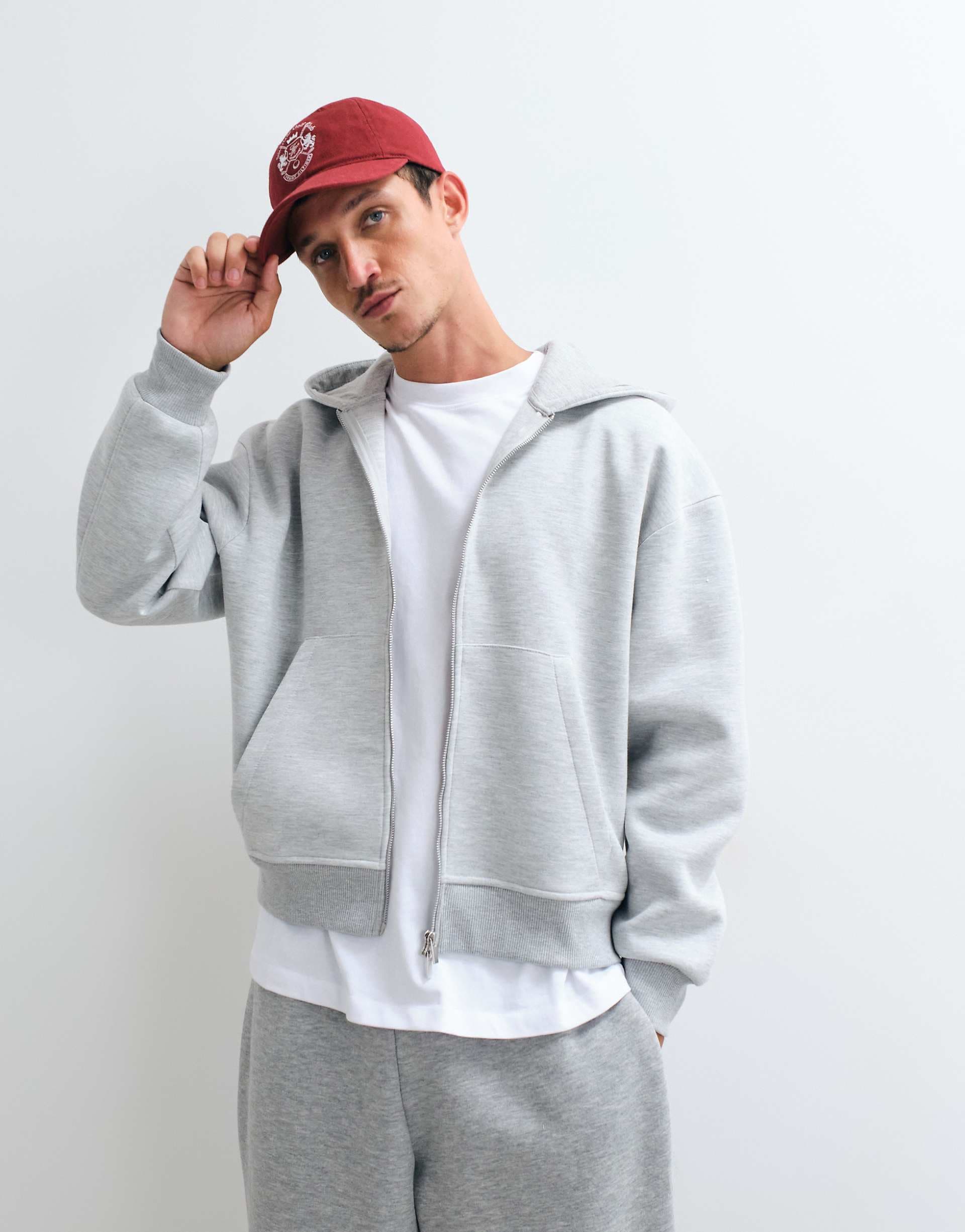 ASOS DESIGN oversized boxy hoodie in scuba-style fabric in gray
