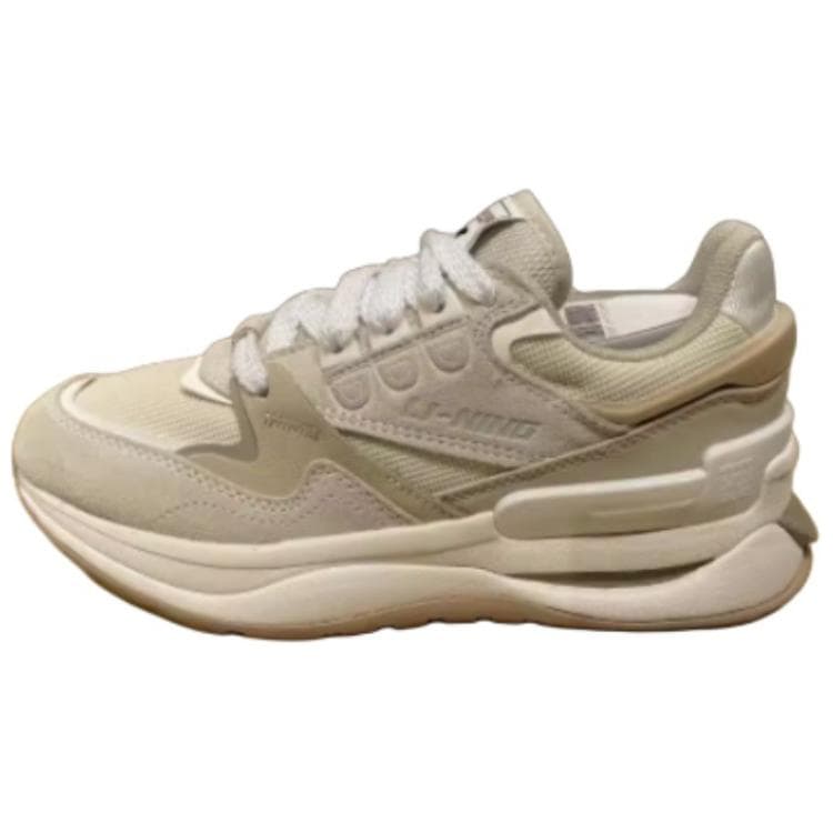 LiNing 001 Innocence V2 Platform Height Increasing Cushioning Wear-Resistant Low-Top Casual Shoes Women's Brown White