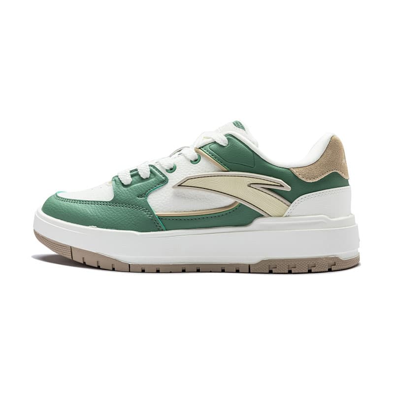 ANTA Life Collection Skateboard Shoes Men Low-Top Familiar Green/ivory White/raw Wood Color/granular Rice Yellow
