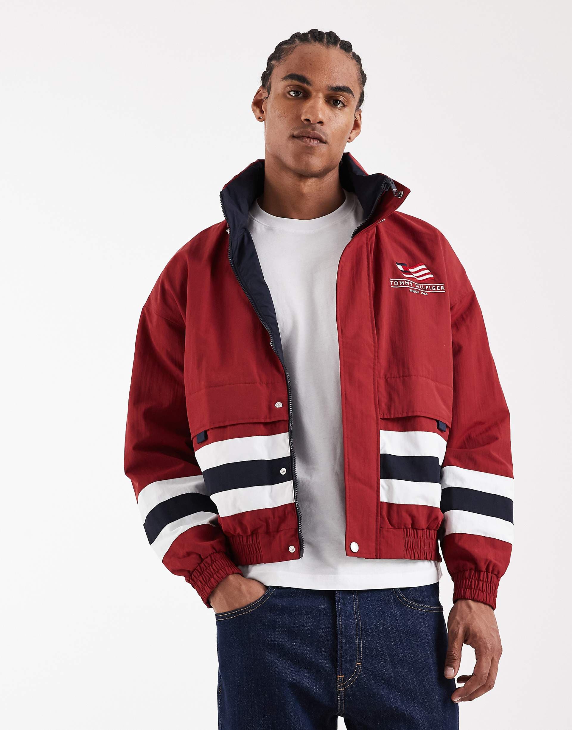 Tommy Hilfiger reversible regatta windbreaker jacket in red