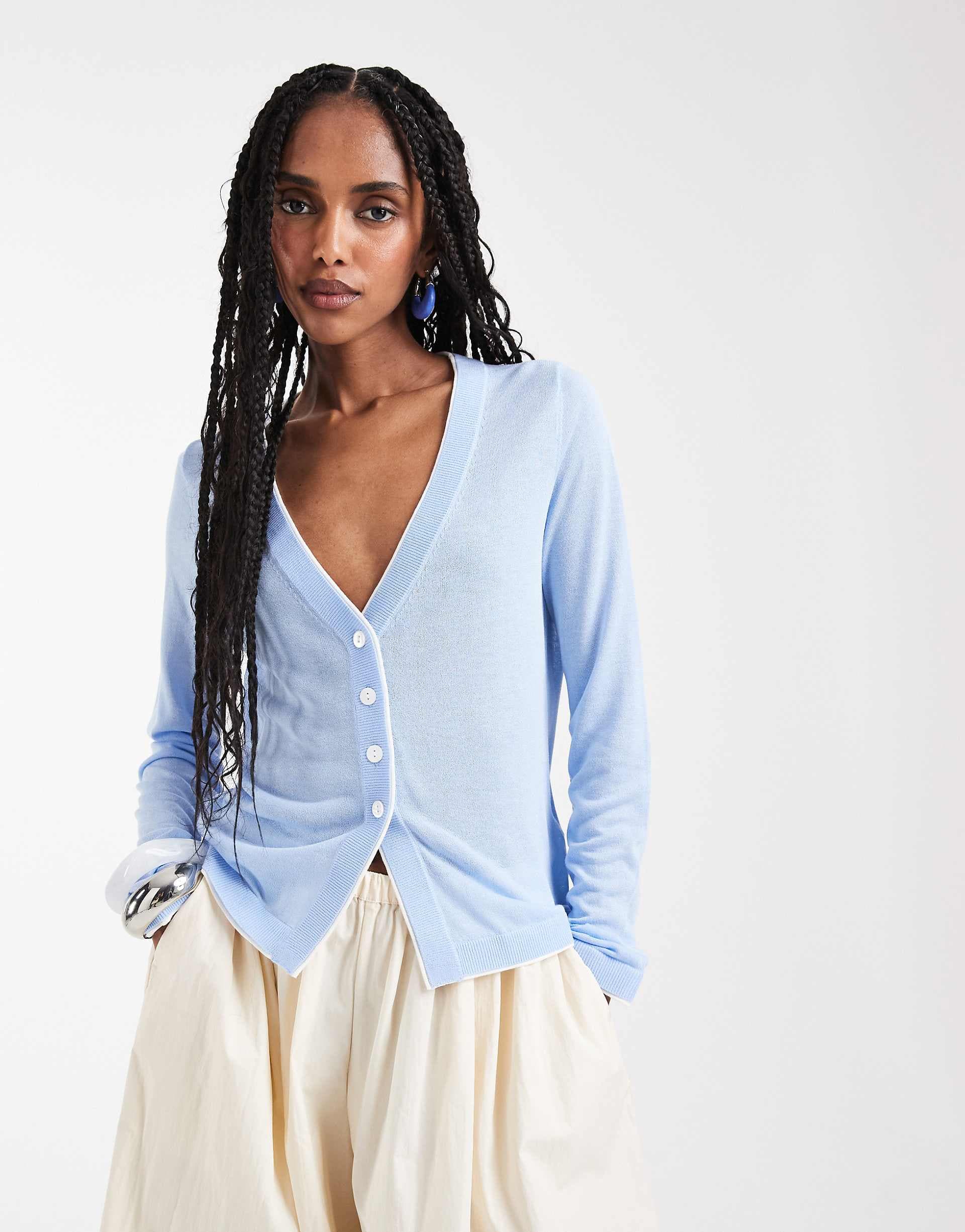 ASOS DESIGN double layered cardigan in blue