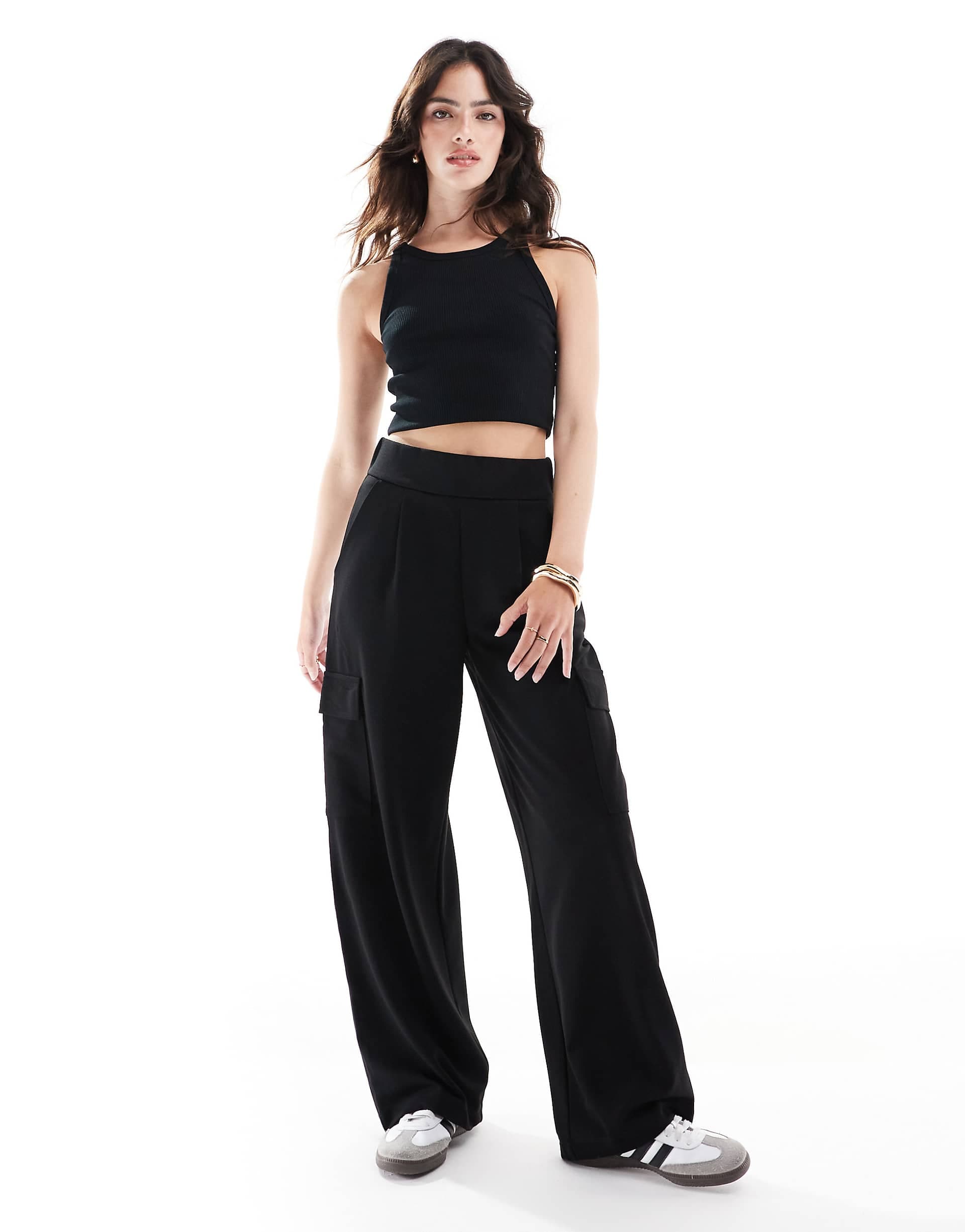 JDY wide leg cargo pants in black - part of a set