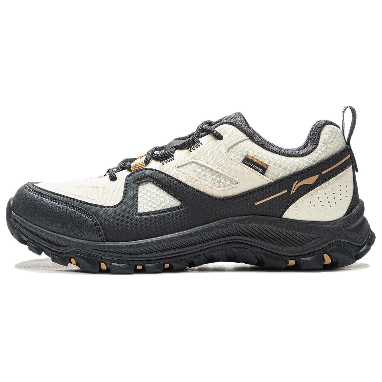 LiNing Synthetic Leather Fashion Comfortable Versatile Breathable Wear-Resistant Low-Top Casual Shoes Women's Off-White Cold Sandalwood Black