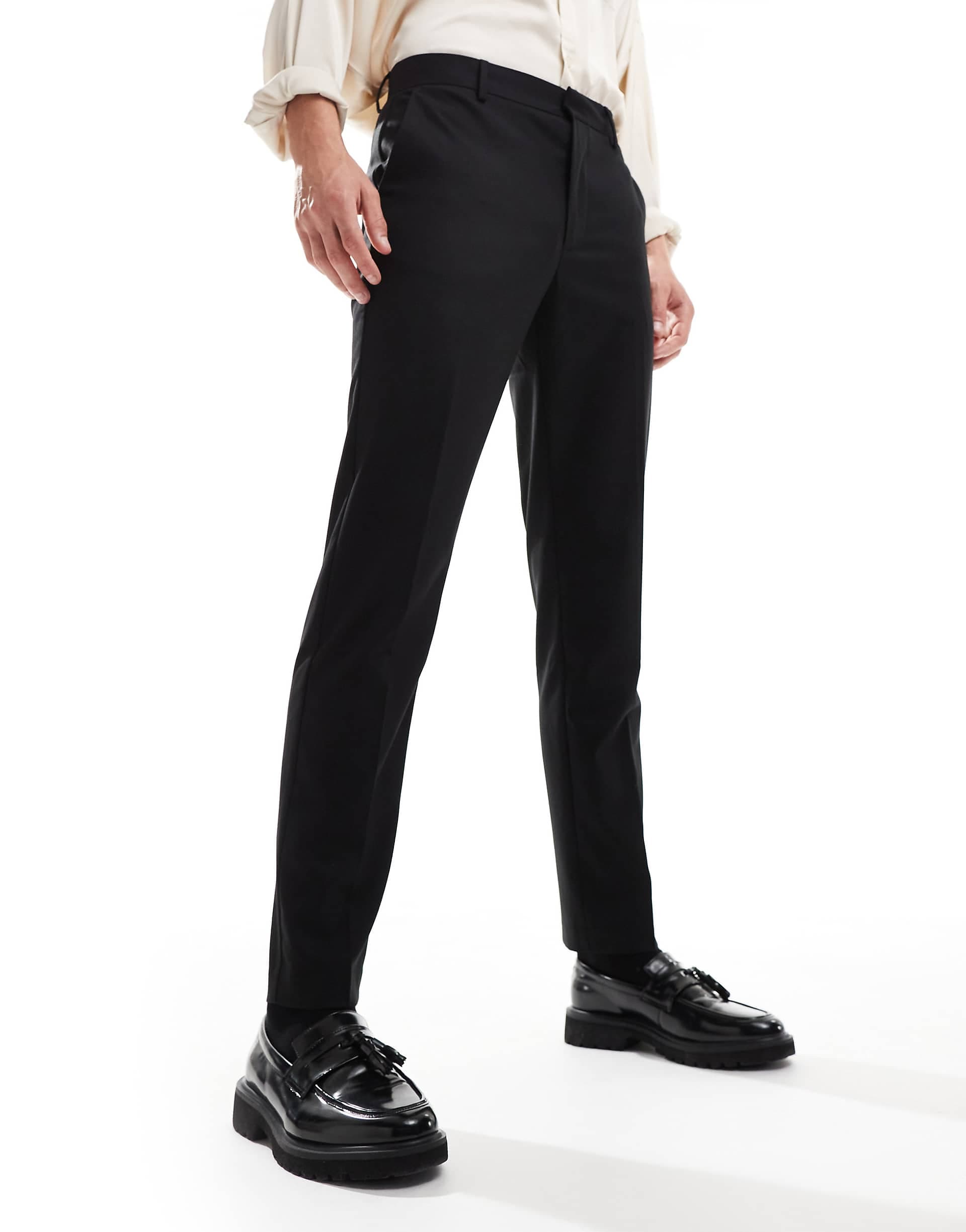 ASOS DESIGN smart slim fit pants in black