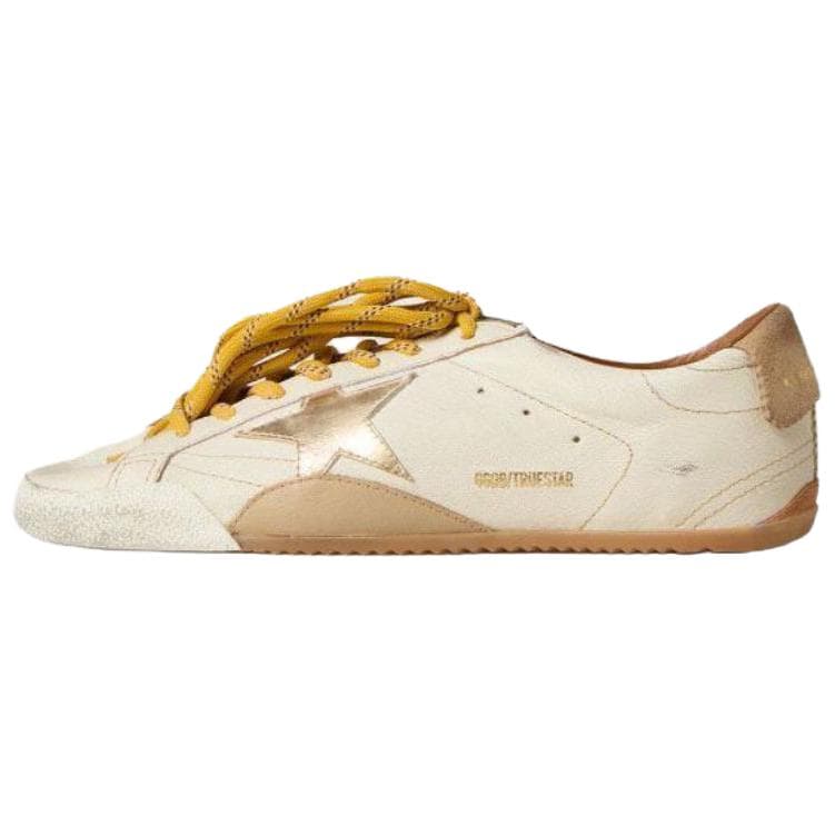 Golden Goose True-Star Calfskin Lambskin Round-Toe Lace-Up Thin Sole Shoes Low-Top Casual Shoes Men's White