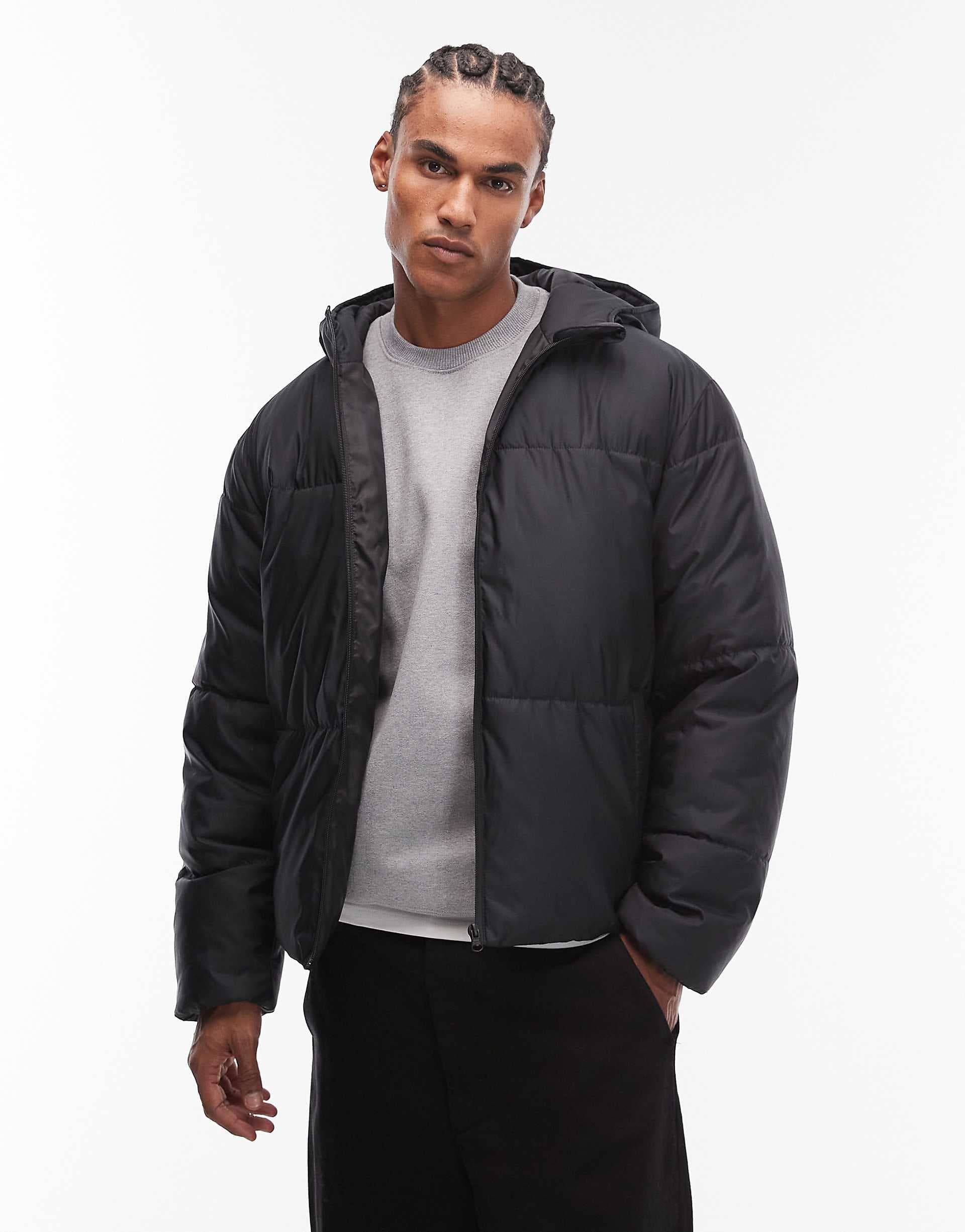 ASOS DESIGN peakMAX™ puffer jacket in black