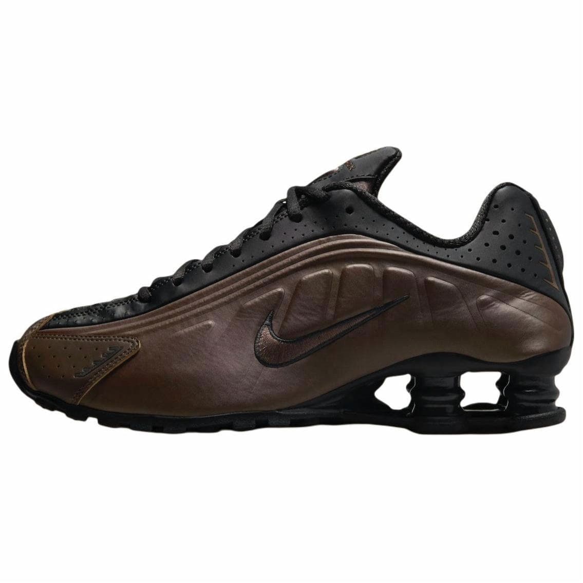 Nike Shox R4 Anti-Slip Wear-Resistant Low-Top Running Shoes Women's Brown Black
