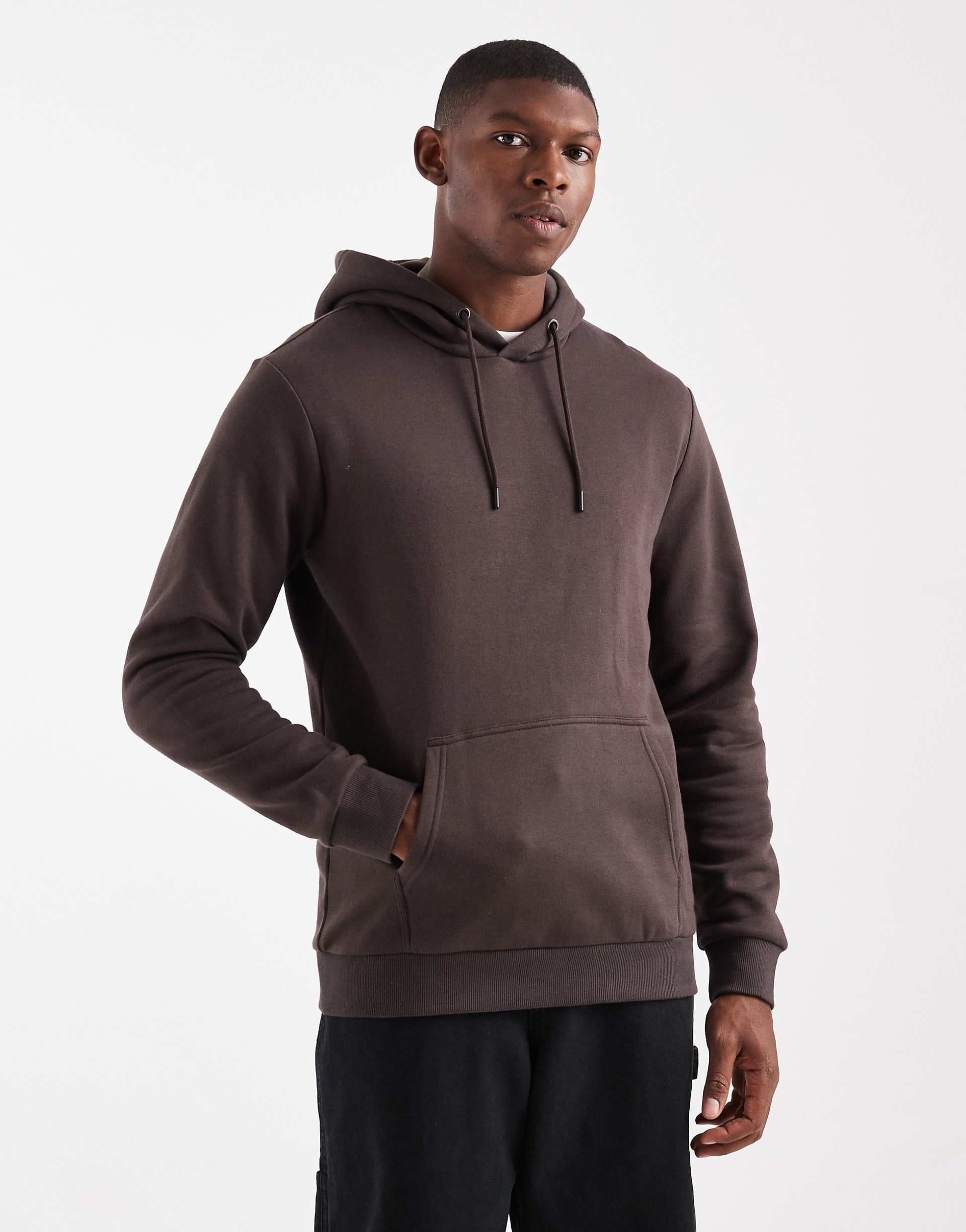 ONLY & SONS slim fit hoodie in dark brown