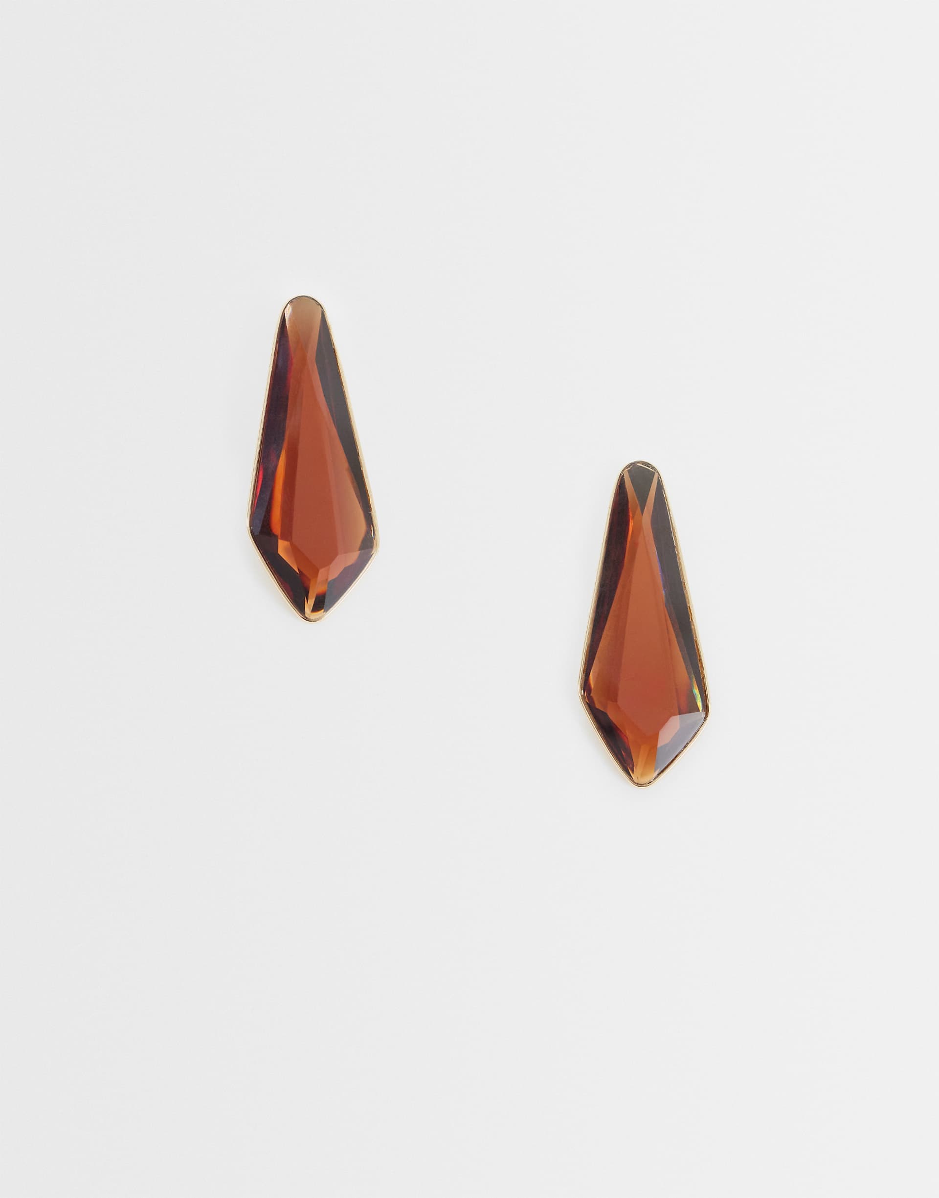 ASOS DESIGN large stud earrings with amber crystal in gold tone