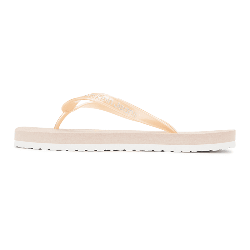 CKJ CALVIN KLEIN JEANS Letter Embossed Flat Thong Flip-Flops Women's Pink