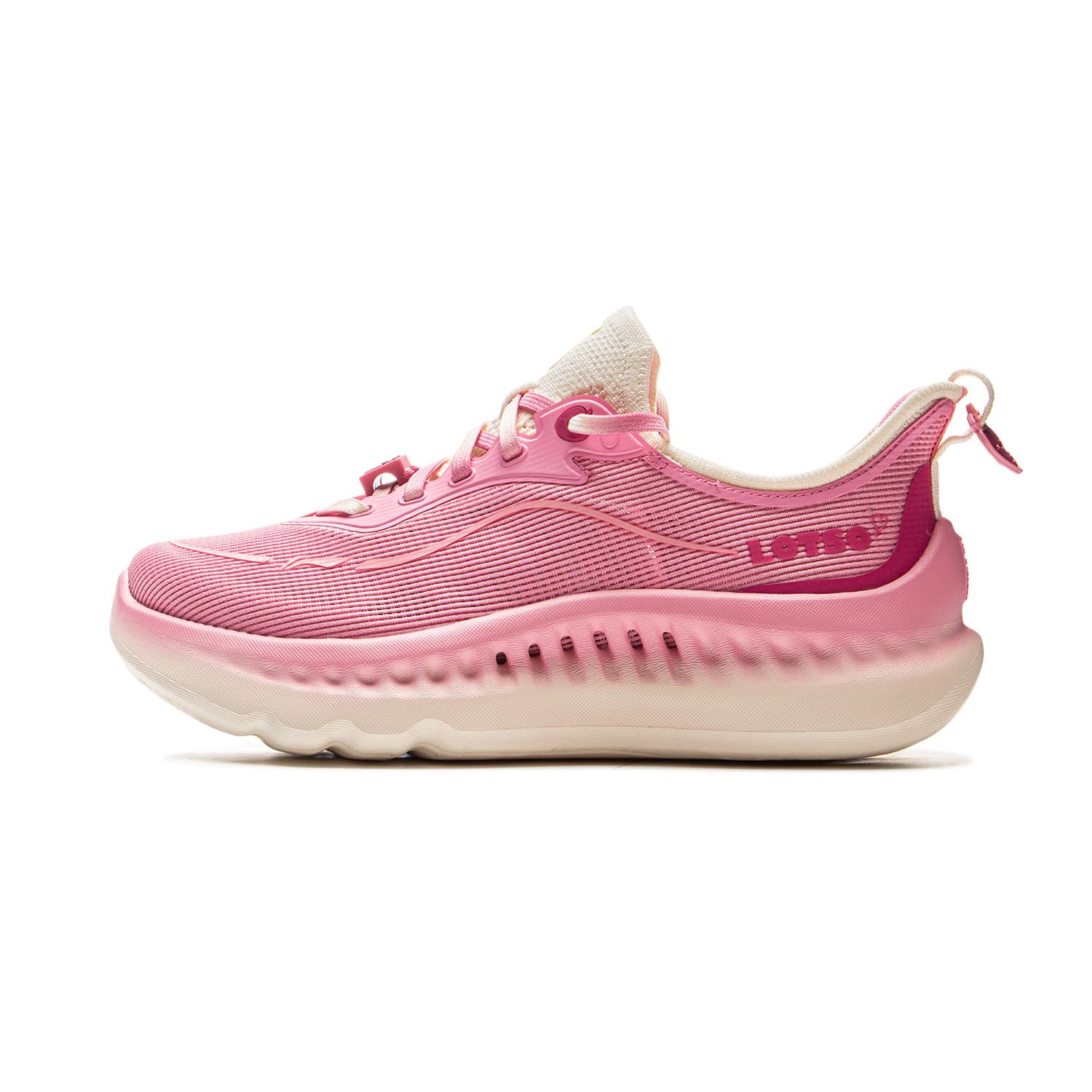 LiNing SOFT COOL 2 Soft Bounce Thick Sole Heightening Refreshing Comfortable Shock Absorption Wear-Resistant Breathable Lightweight Low-Top Casual Shoes Women's Fairy Pink