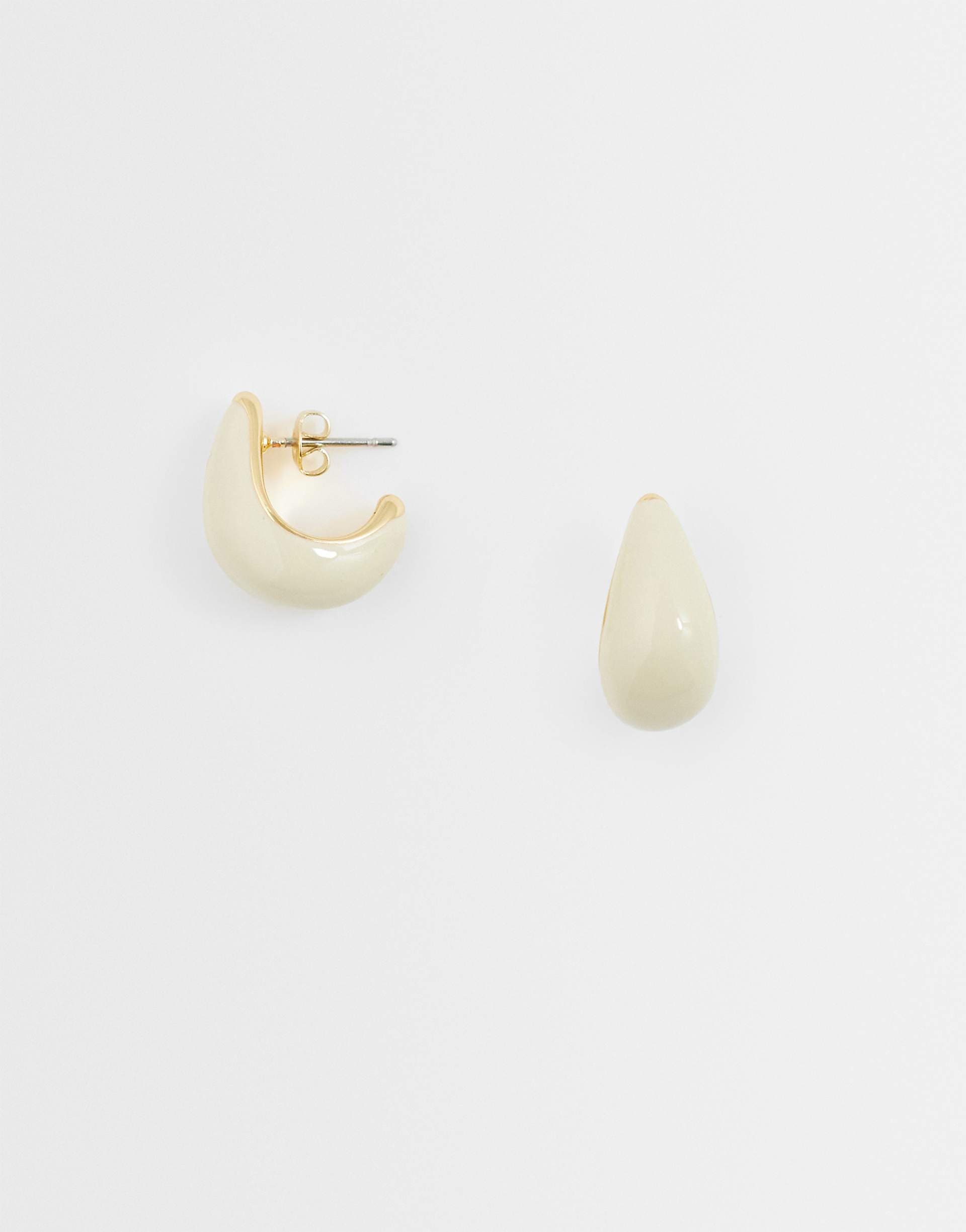 & Other Stories coated teardrop stud earrings in off white
