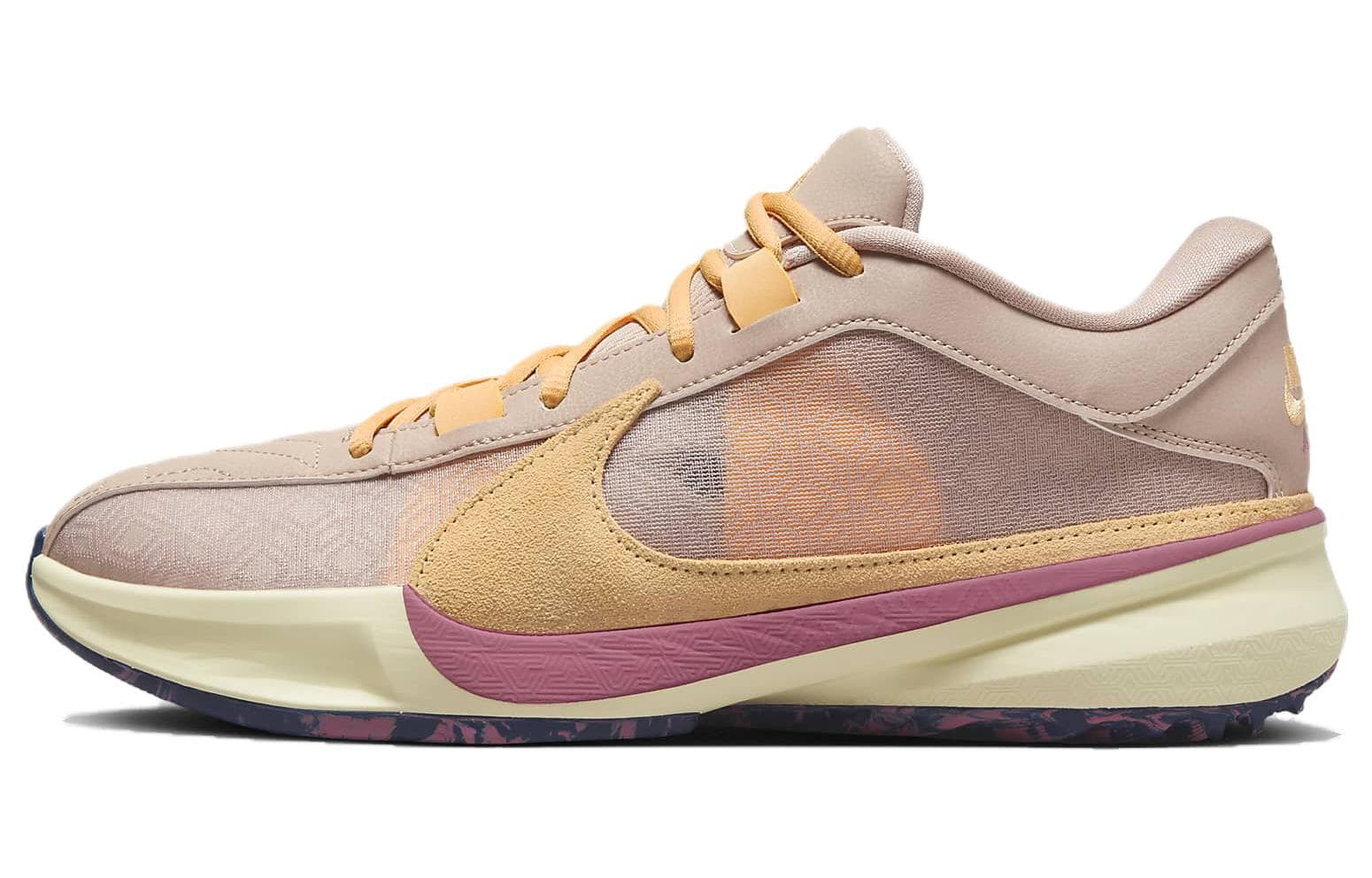 Nike Freak 5 Round Toe Comfort Cushioned Breathable Low-Top Basketball Shoes Men's Sky Gold Domestic Version