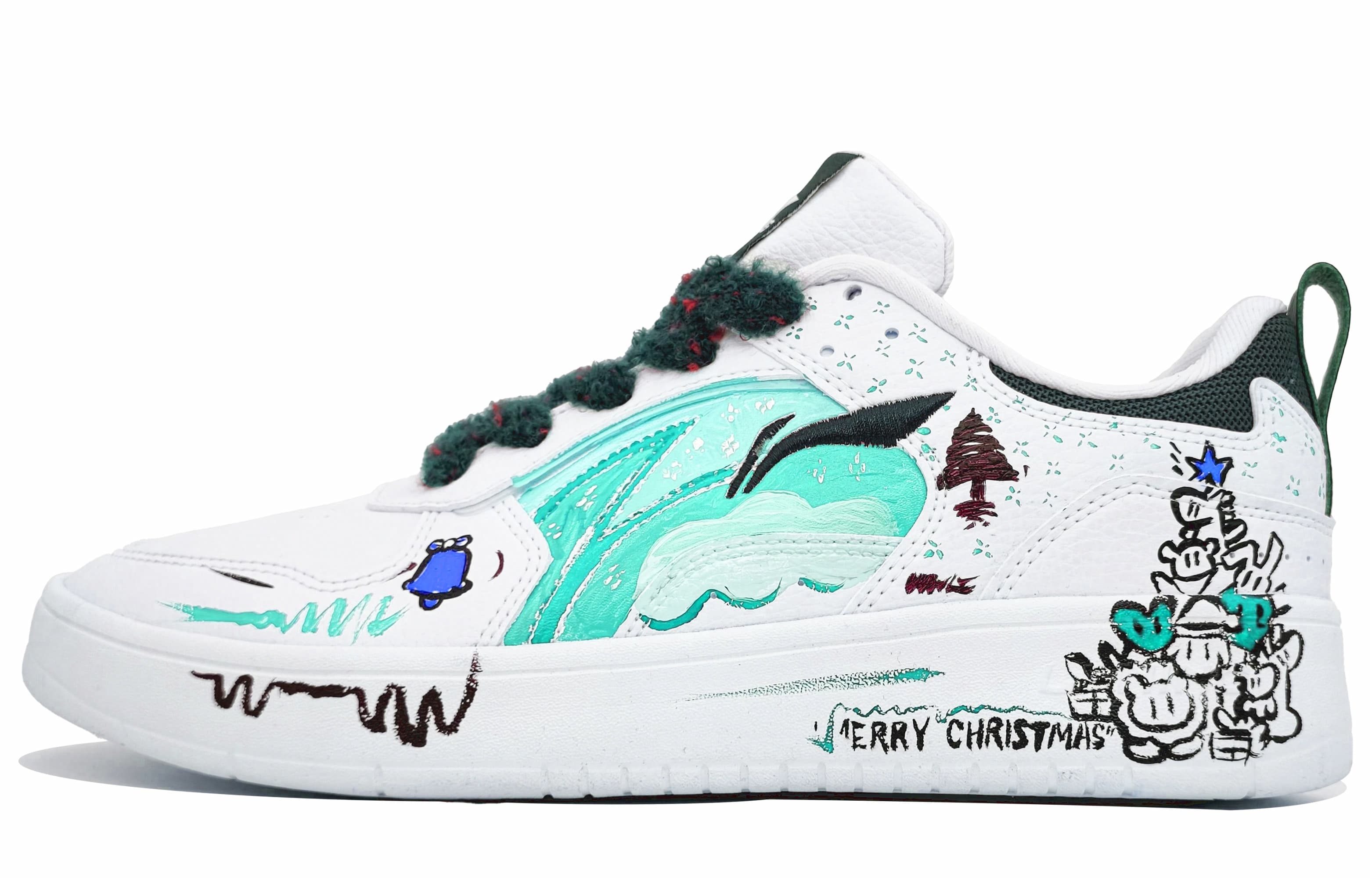 LiNing Spike Years Anti-Slip And Wear-Resistant Breathable Low-Top Skateboard Shoes Men's White Cyan