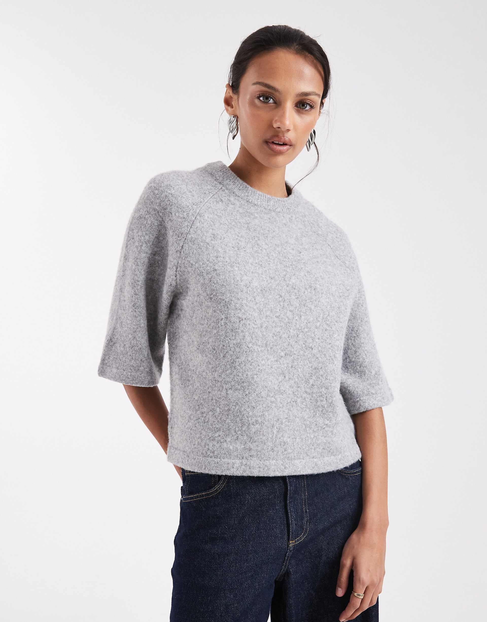 Threadbare short sleeve knit T-shirt in gray