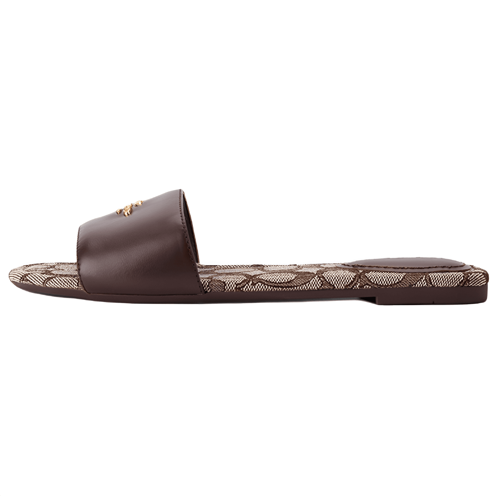 COACH Lambskin Leather Classic Logo Open-Toe Slide Sandals Women's Brown