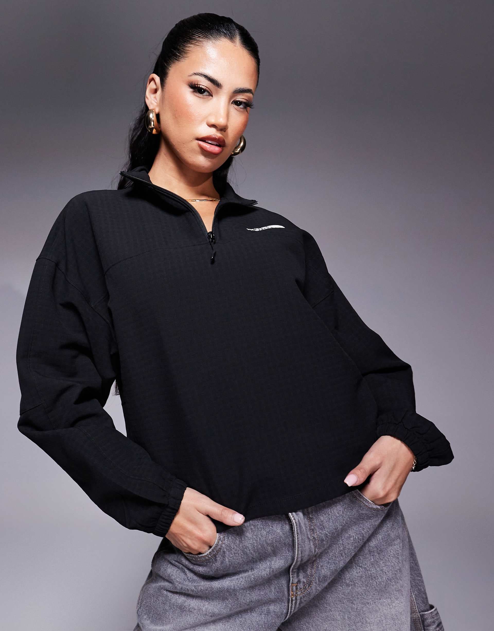 The North Face Tekware Grid quarter zip jacket in black