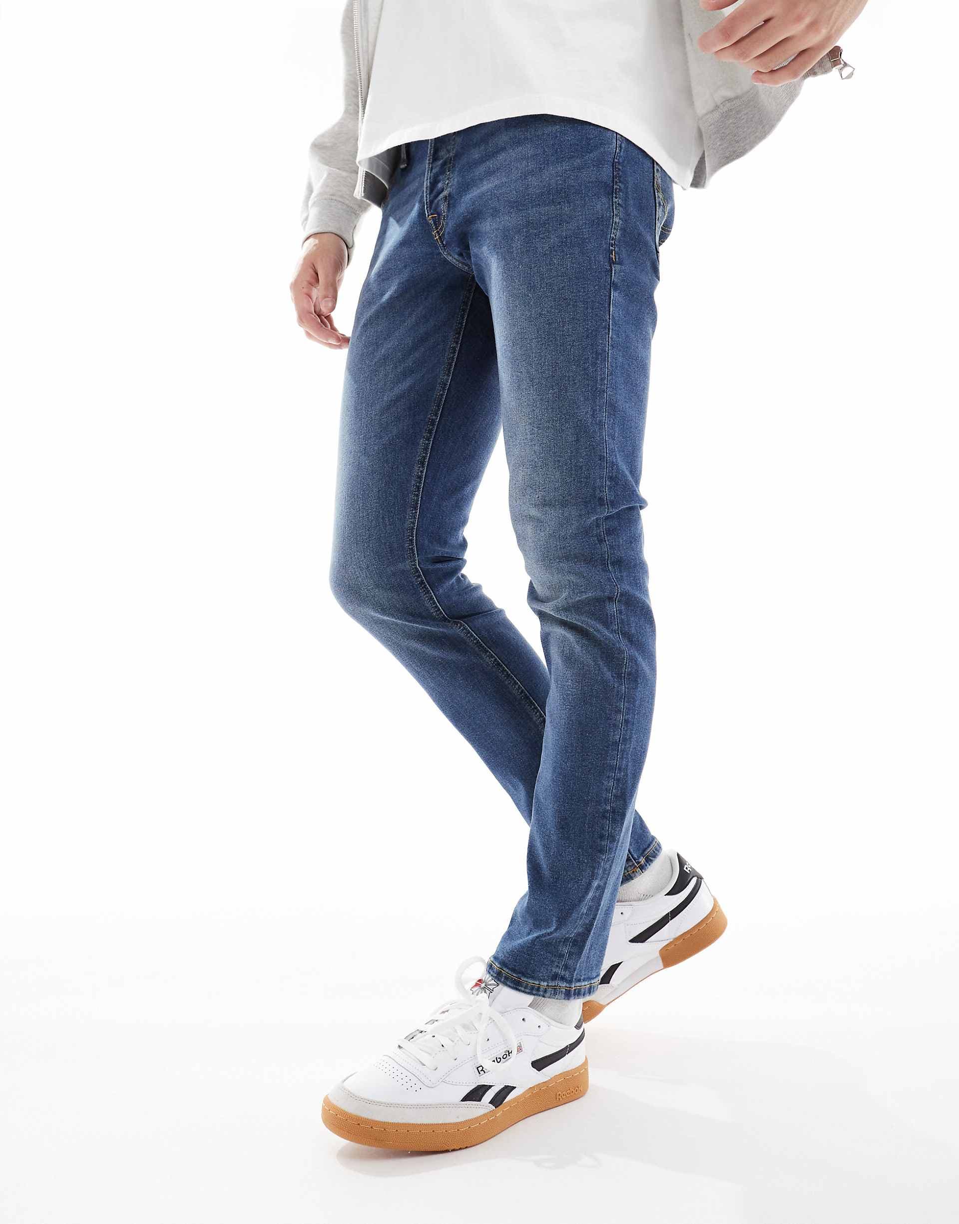 Jack & Jones Intelligence Glenn slim fit jeans in mid blue
