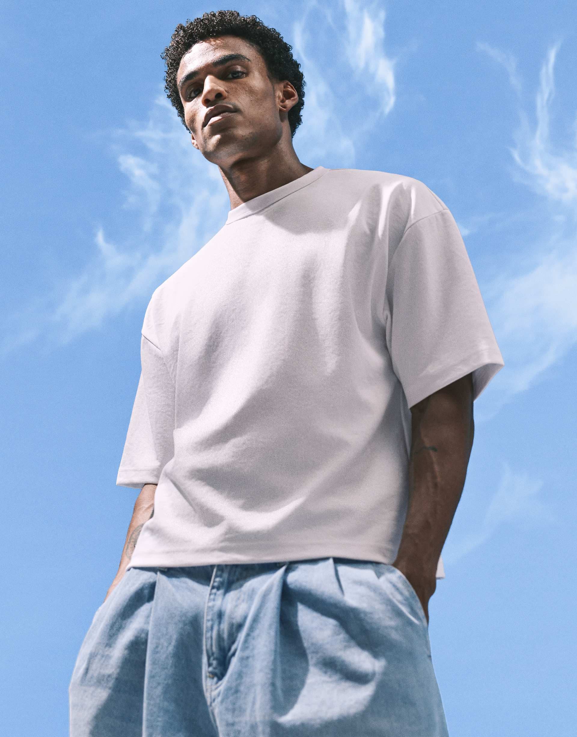 ASOS DESIGN breatheMAX™ heavyweight cotton blend boxy oversized T-shirt in white