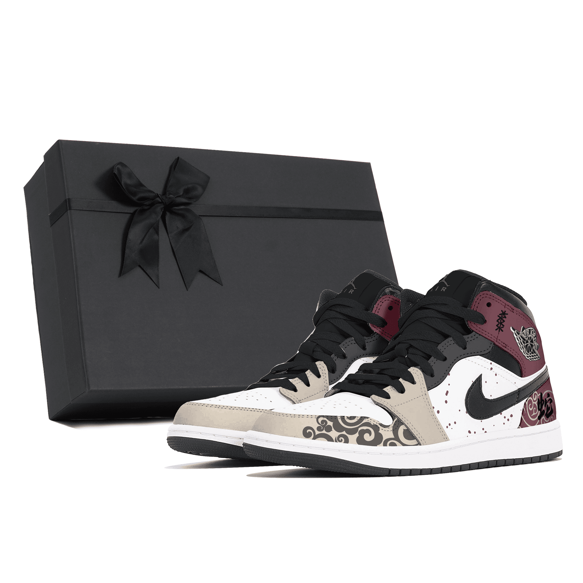 Jordan Air Jordan 1 Abrasion Resistant Mid Top Vintage Basketball Shoes Men's Brown White Red
