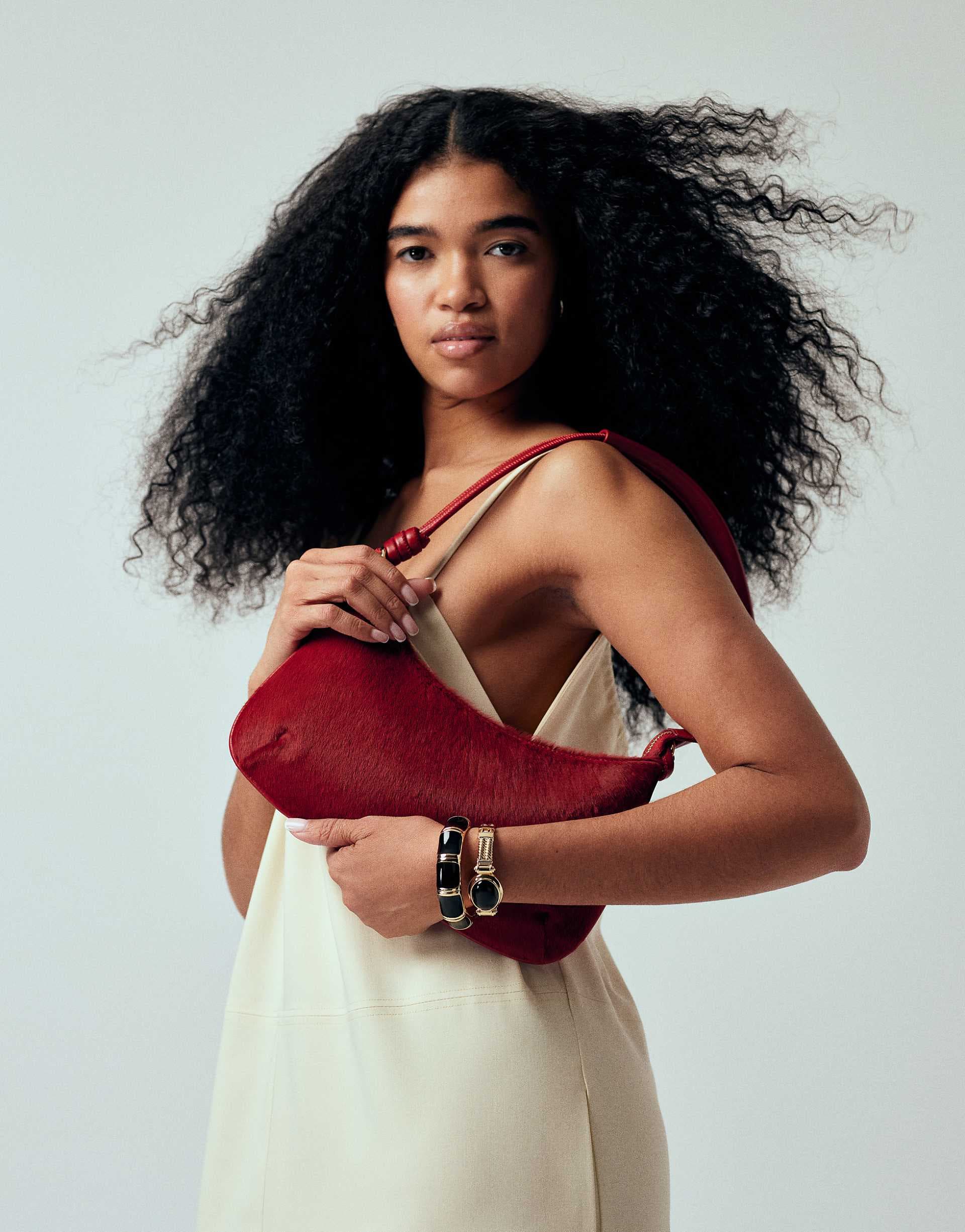 ASOS DESIGN faux leather pony affect shoulder bag in red