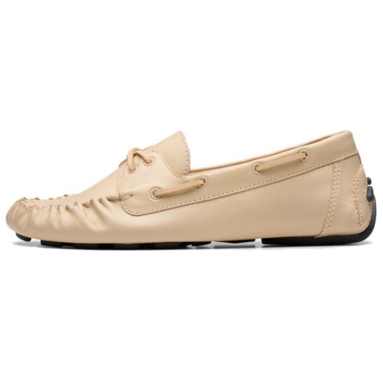Clarks Quilto Luna Leather Retro Fashion Simple Comfortable Loafers Women's Light Brown
