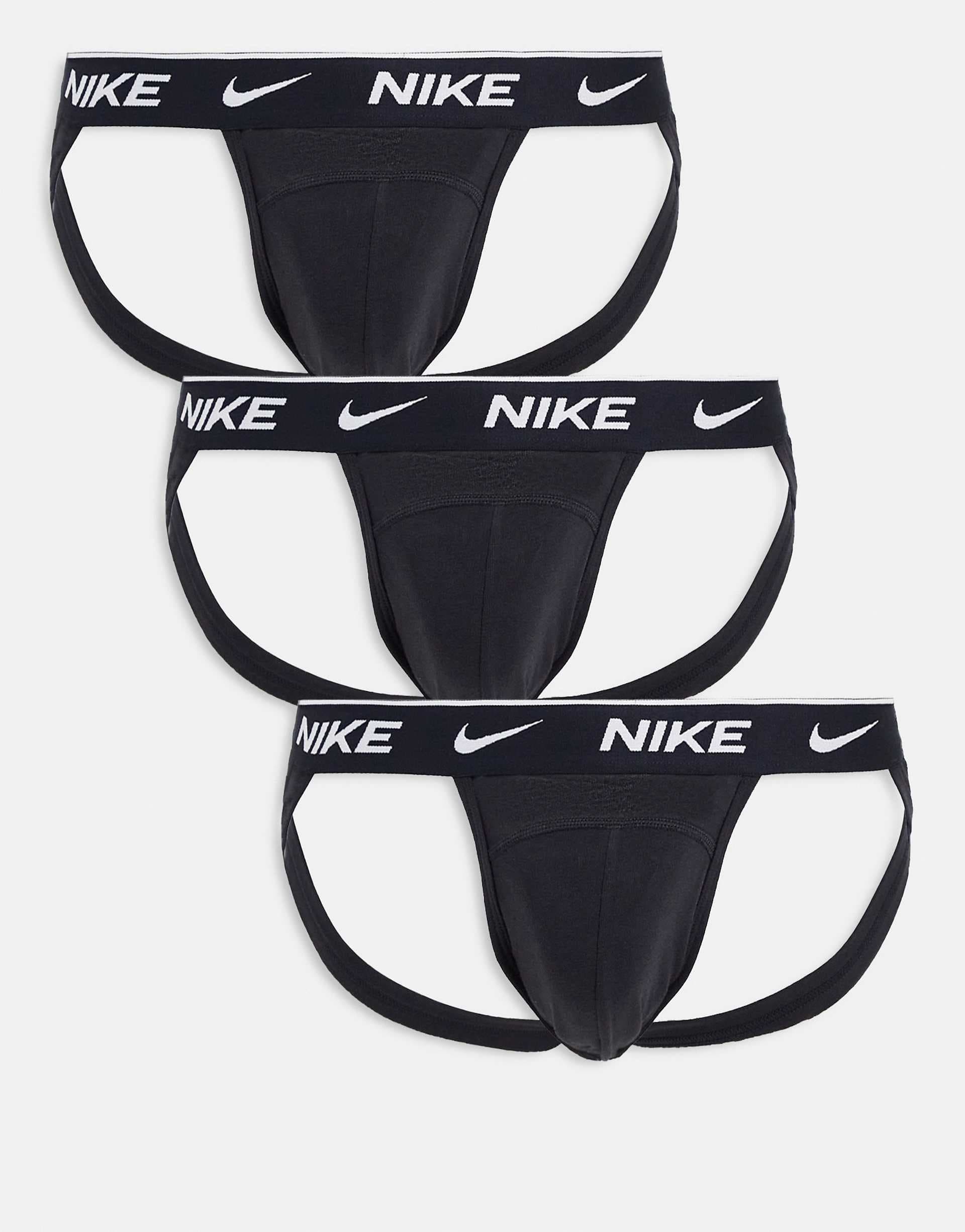 Nike Essential Cotton Stretch 3 pack jock straps in black