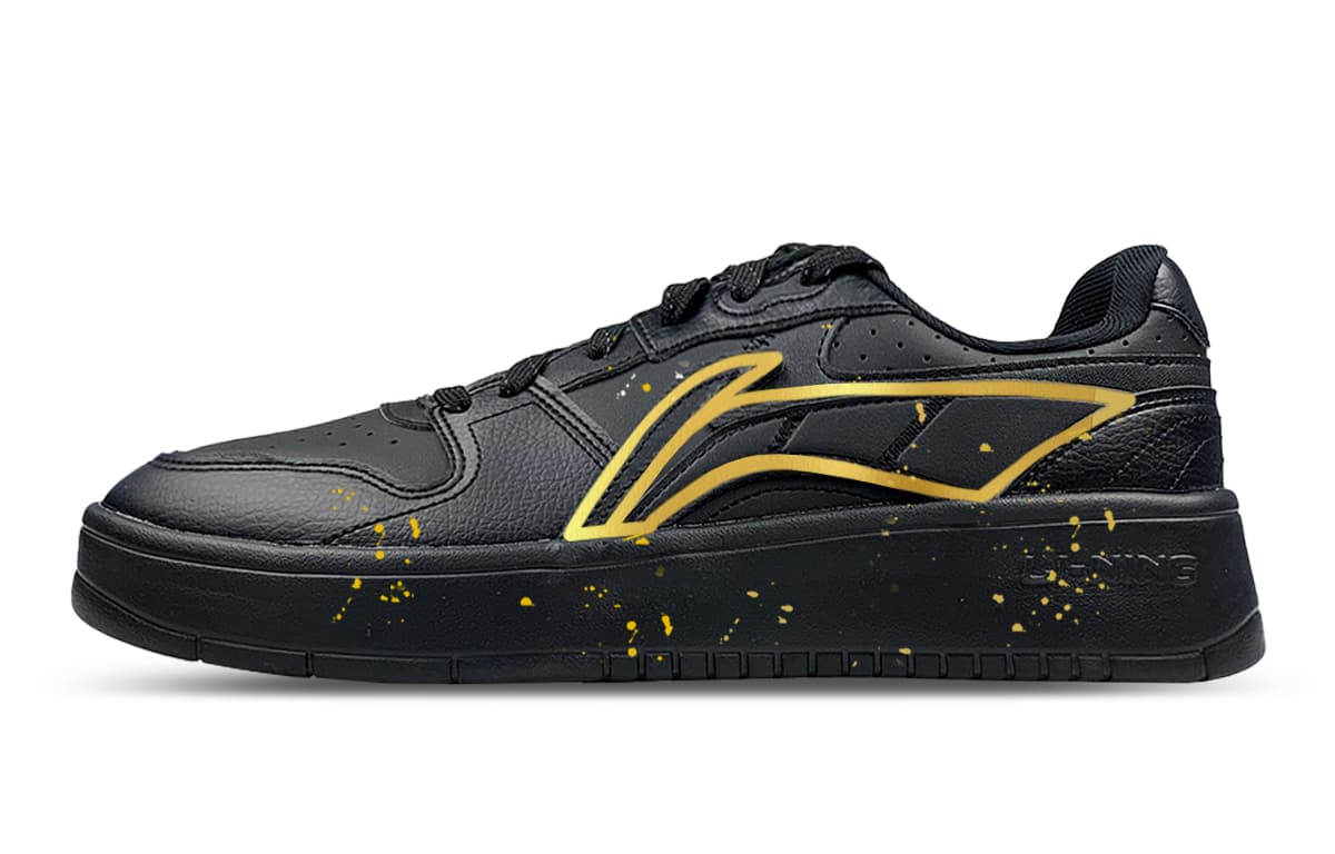 LiNing Yuanbao V2 Slip-Resistant Coverage Wear-Resistant Low-Top Skateboard Shoes Men's Black Gold