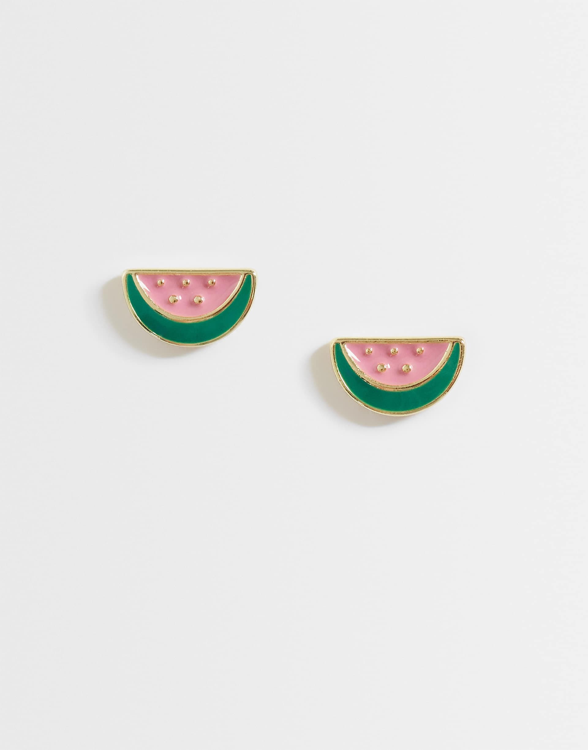 Kingsley Ryan watermelon stud earrings in 14kt gold plated brass