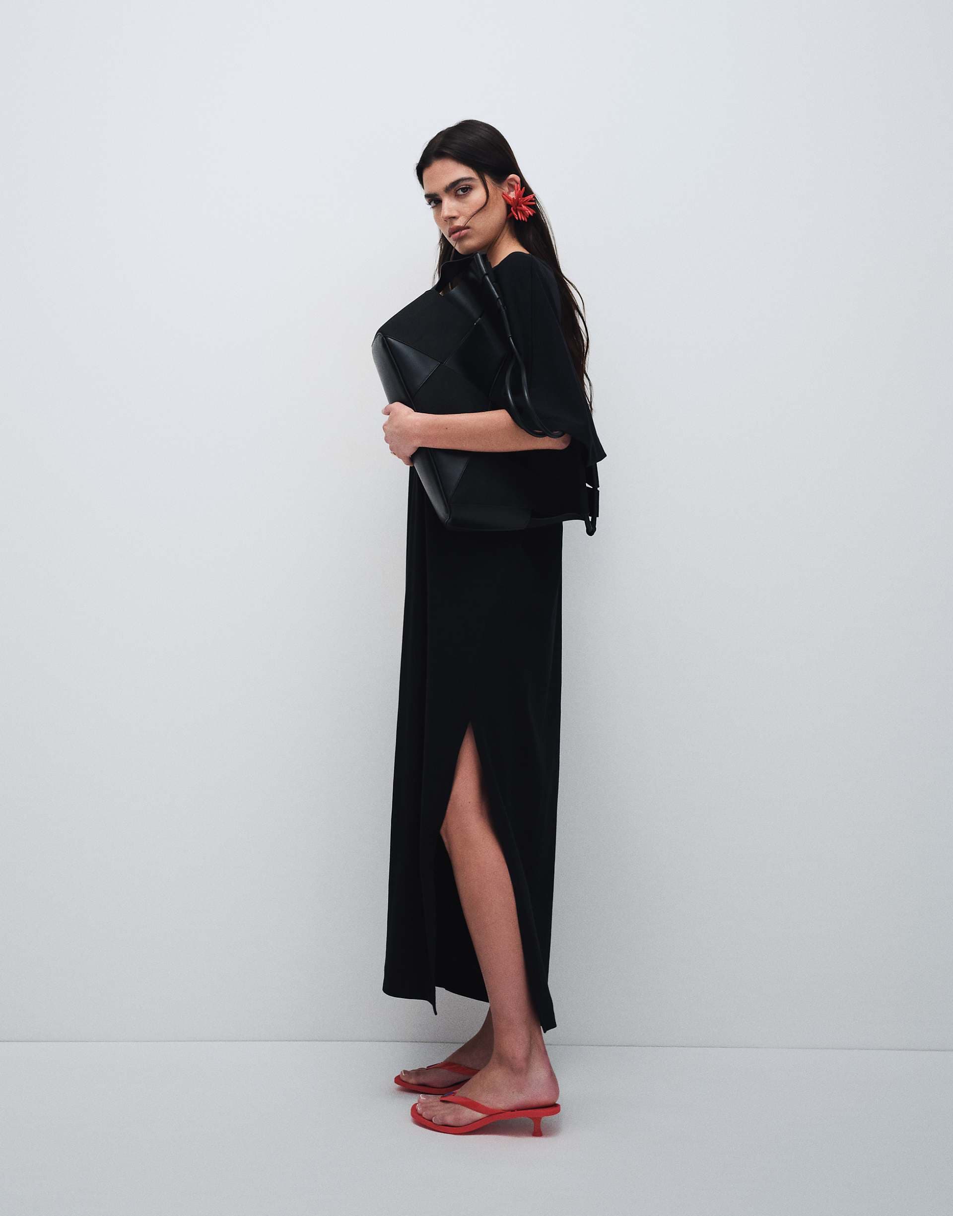 ASOS DESIGN batwing T-shirt midi dress in black