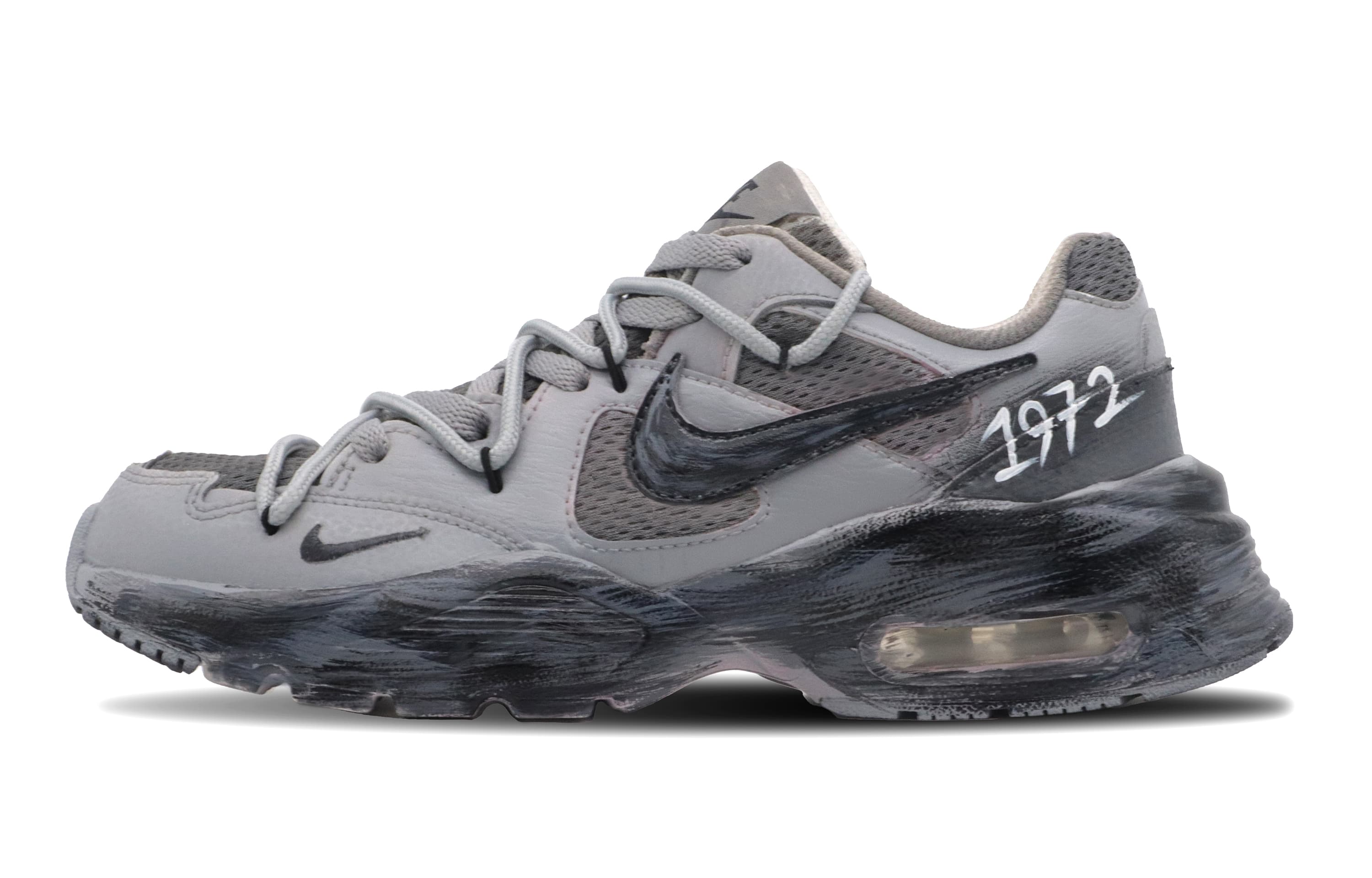 Nike Air Max Fusion Anti Slip Wear Resistant Low Top Running Shoes Women's Gray Black