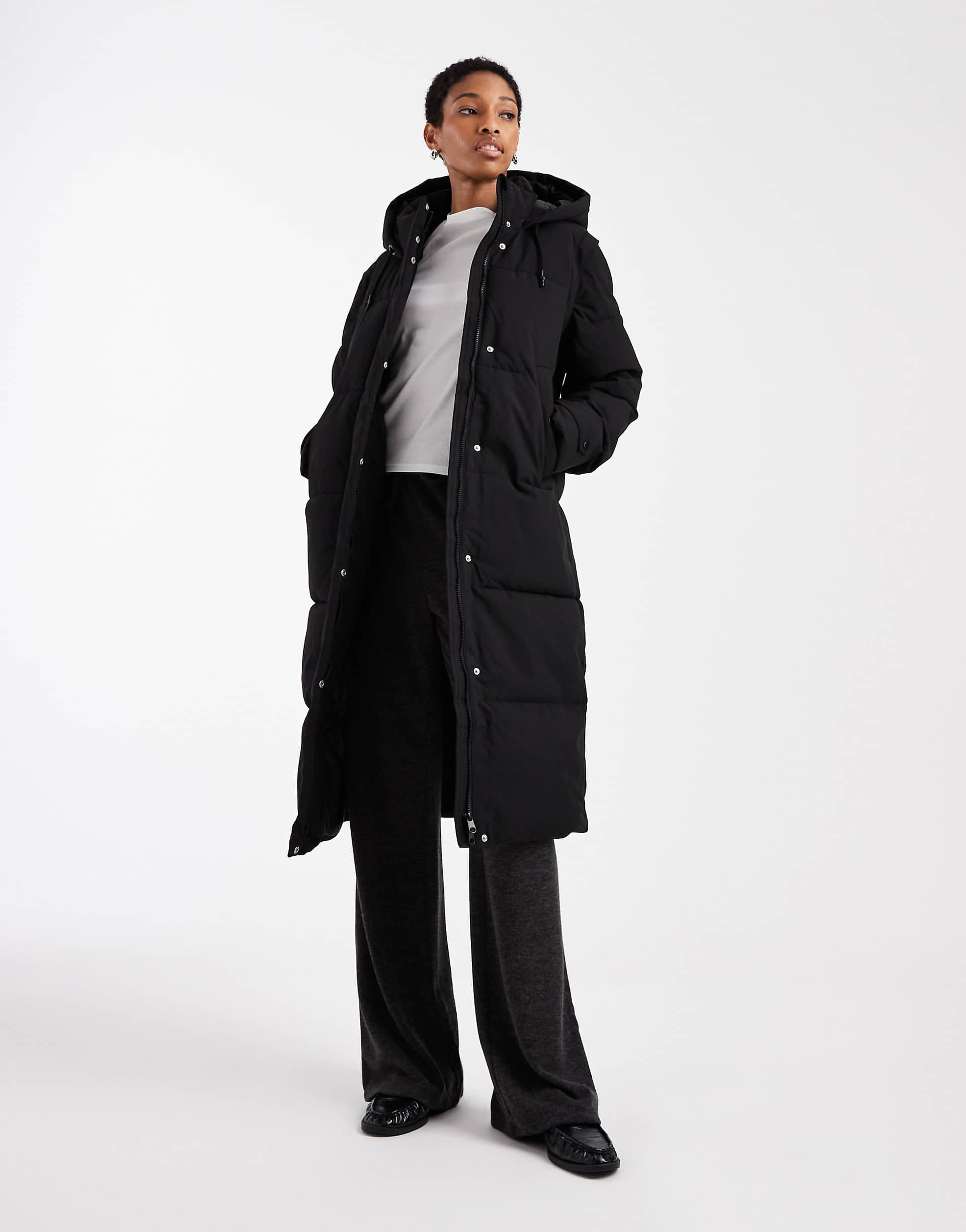 Vero Moda Tall 2-in- 1 longline puffer coat with removable sleeves in black